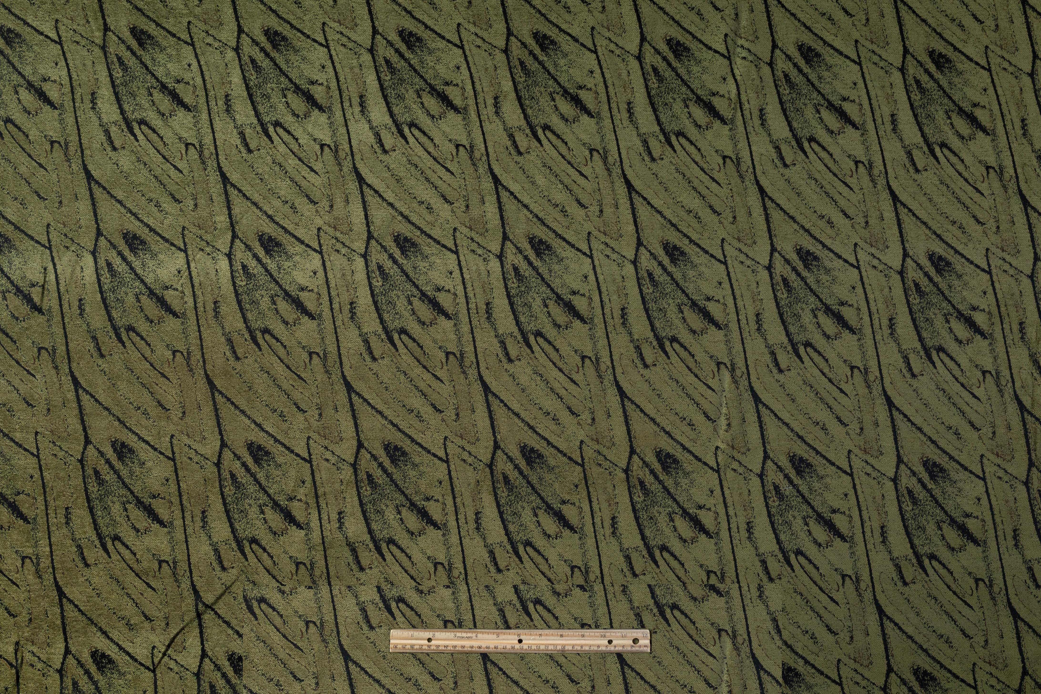 Abstract Chenille Brocade - Green / Black