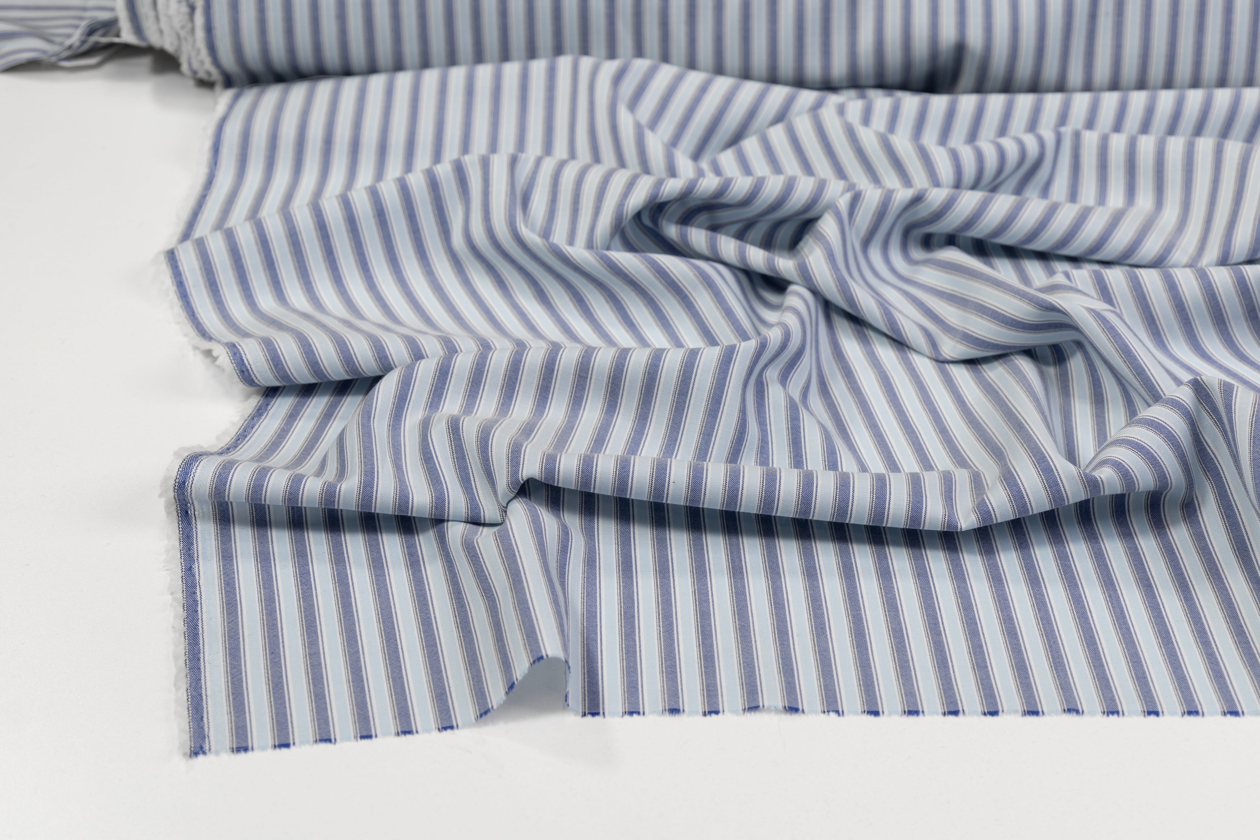 Striped Italian Wool Suiting - Blue