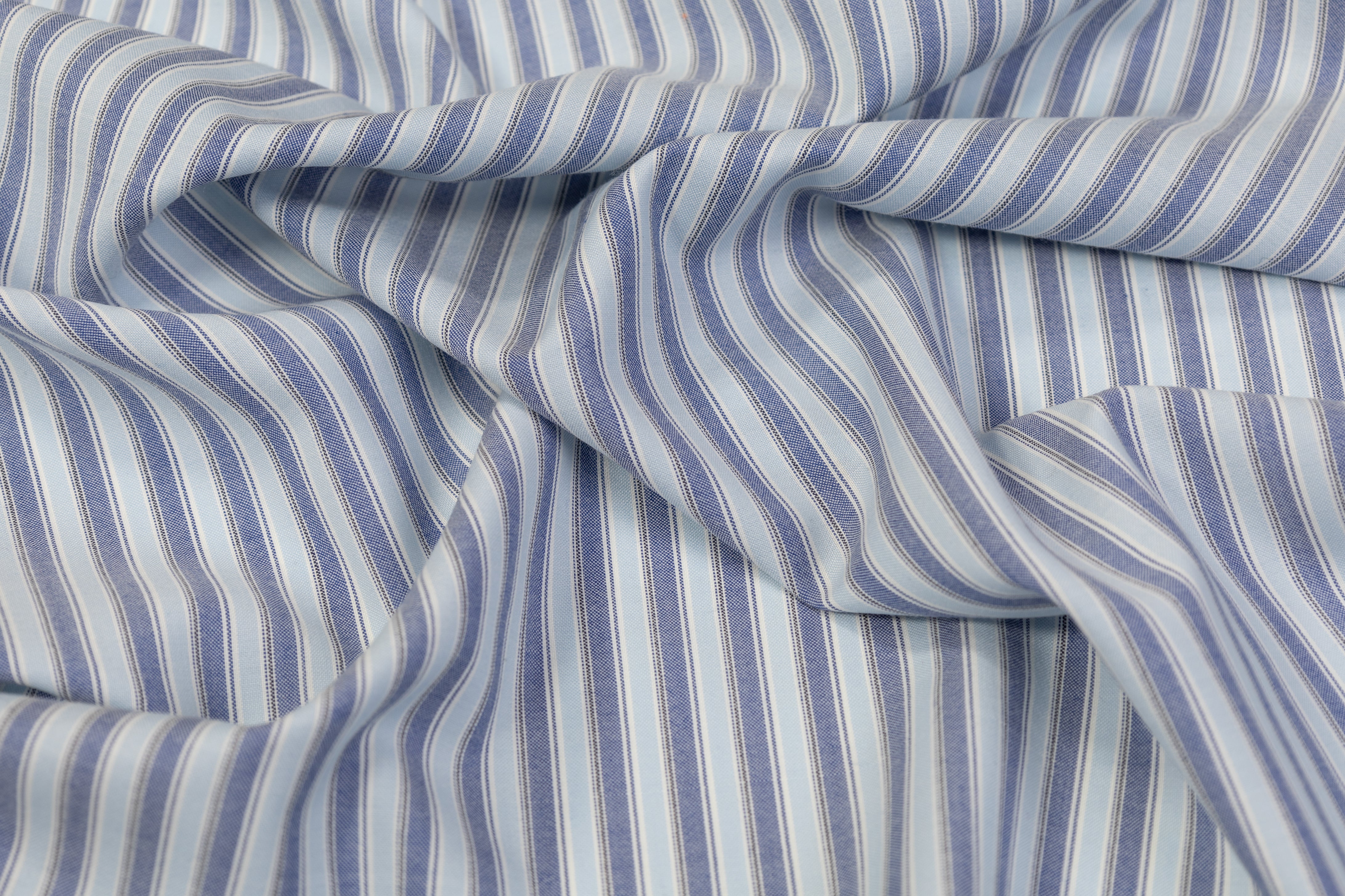 Striped Italian Wool Suiting - Blue