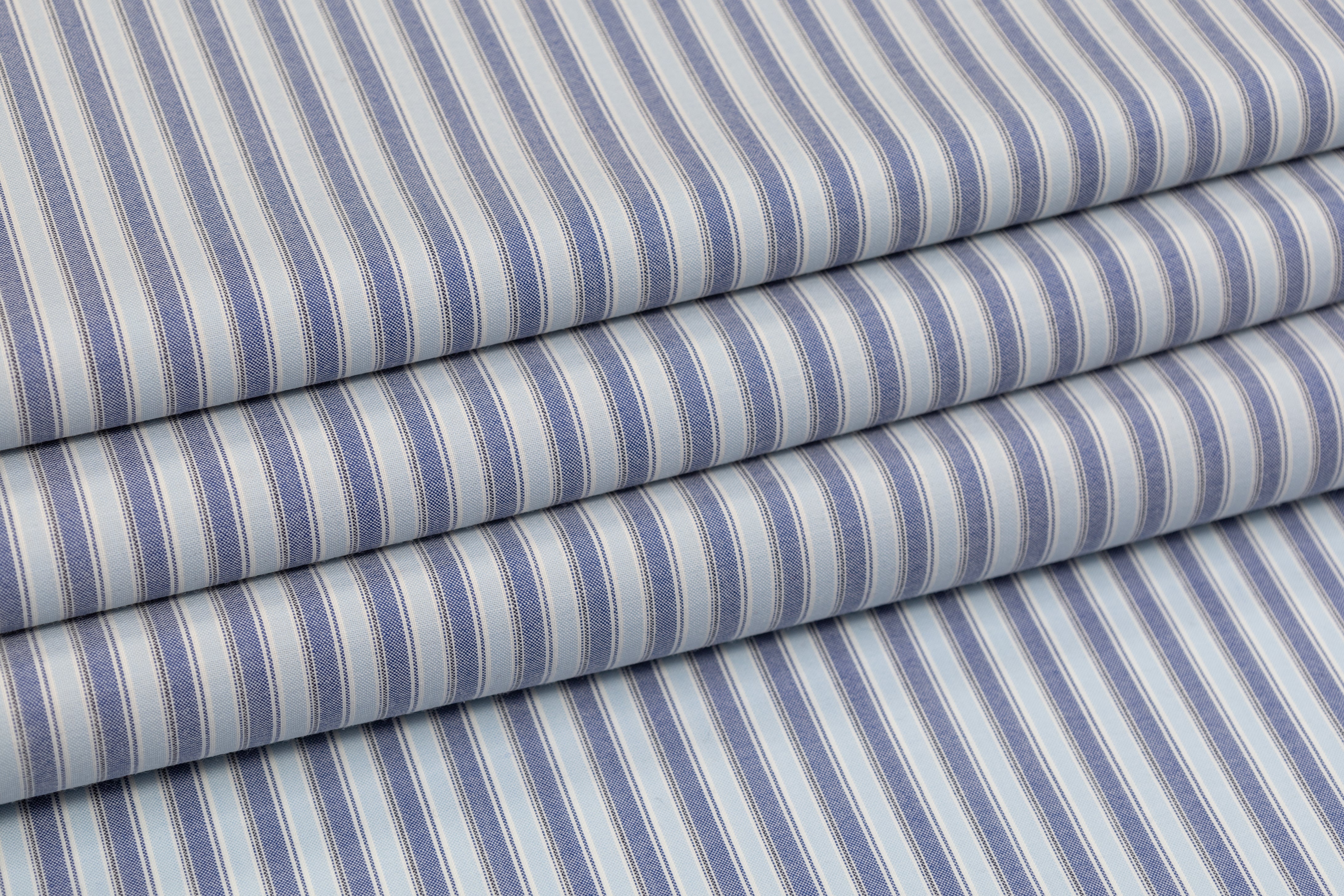 Striped Italian Wool Suiting - Blue