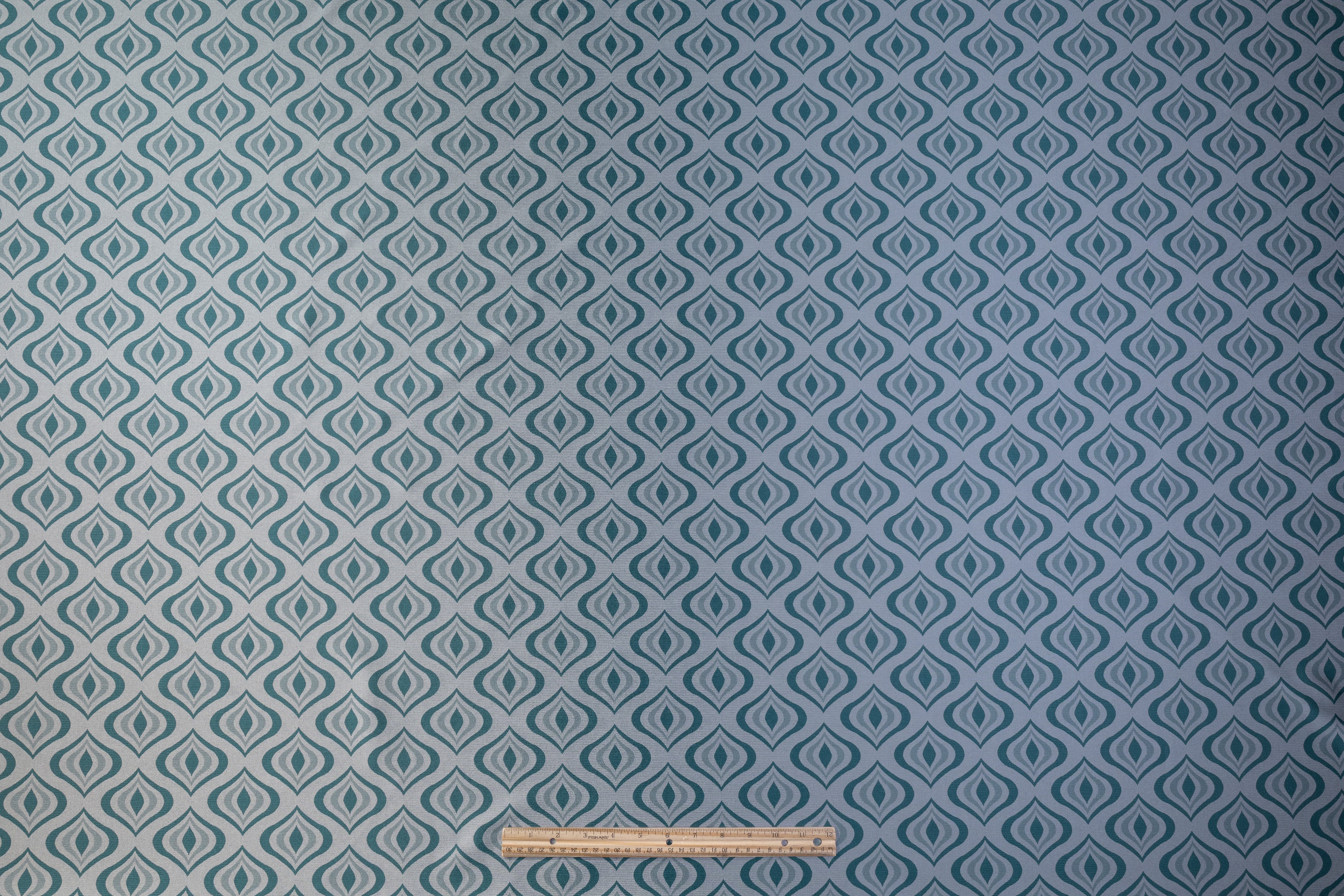 Retro Italian Brocade - Teal Blue / Gray