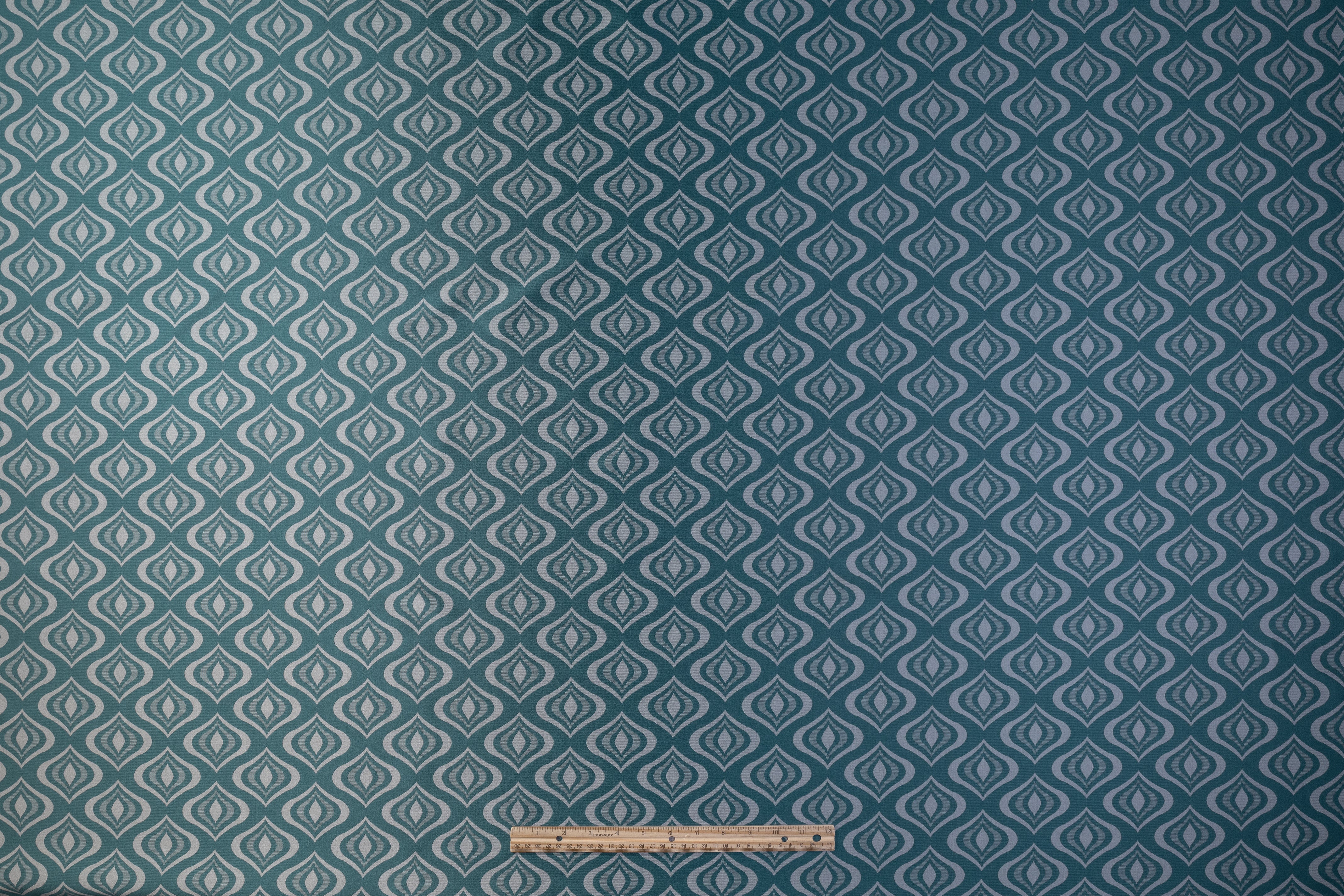 Retro Italian Brocade - Teal Blue / Gray