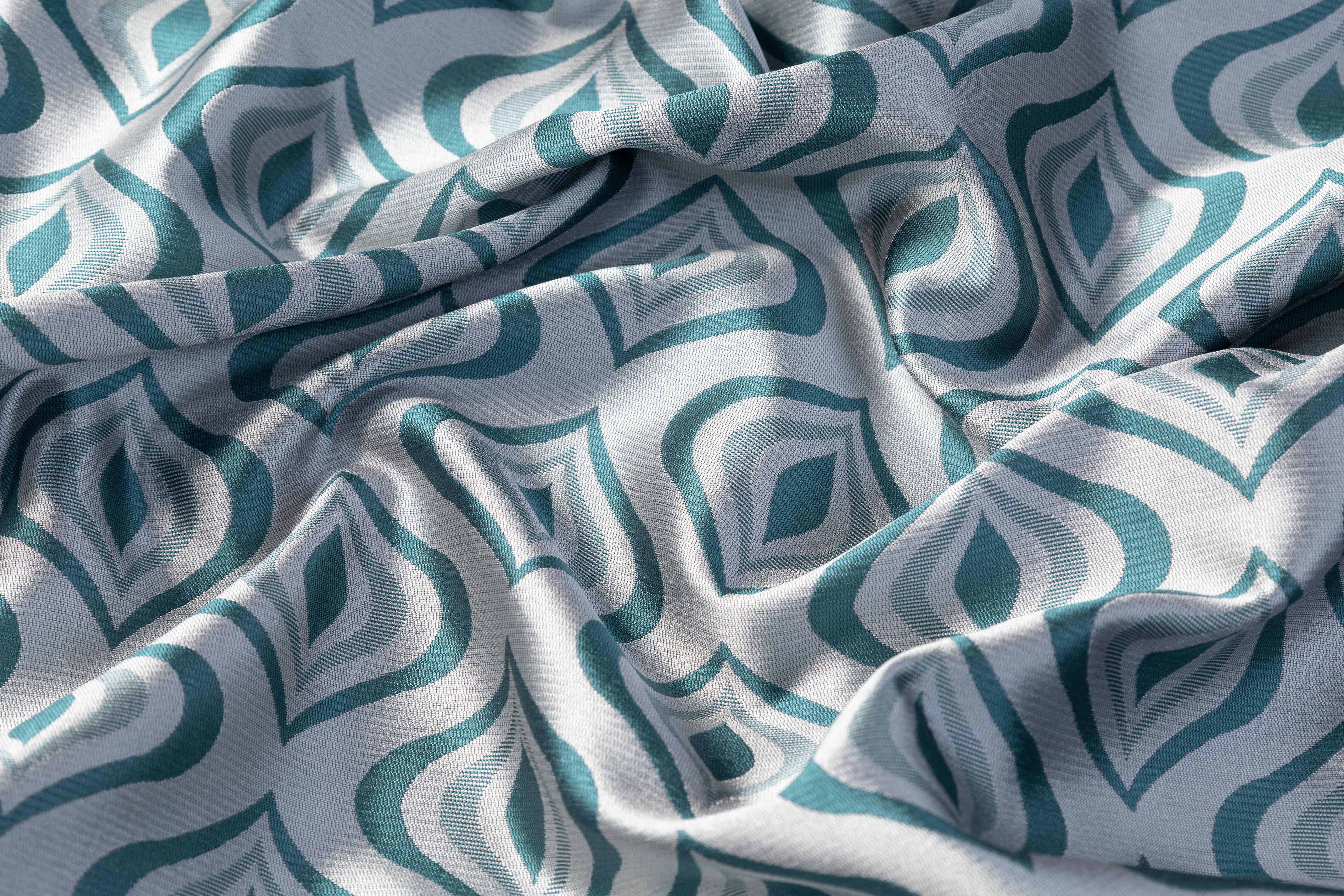 Retro Italian Brocade - Teal Blue / Gray