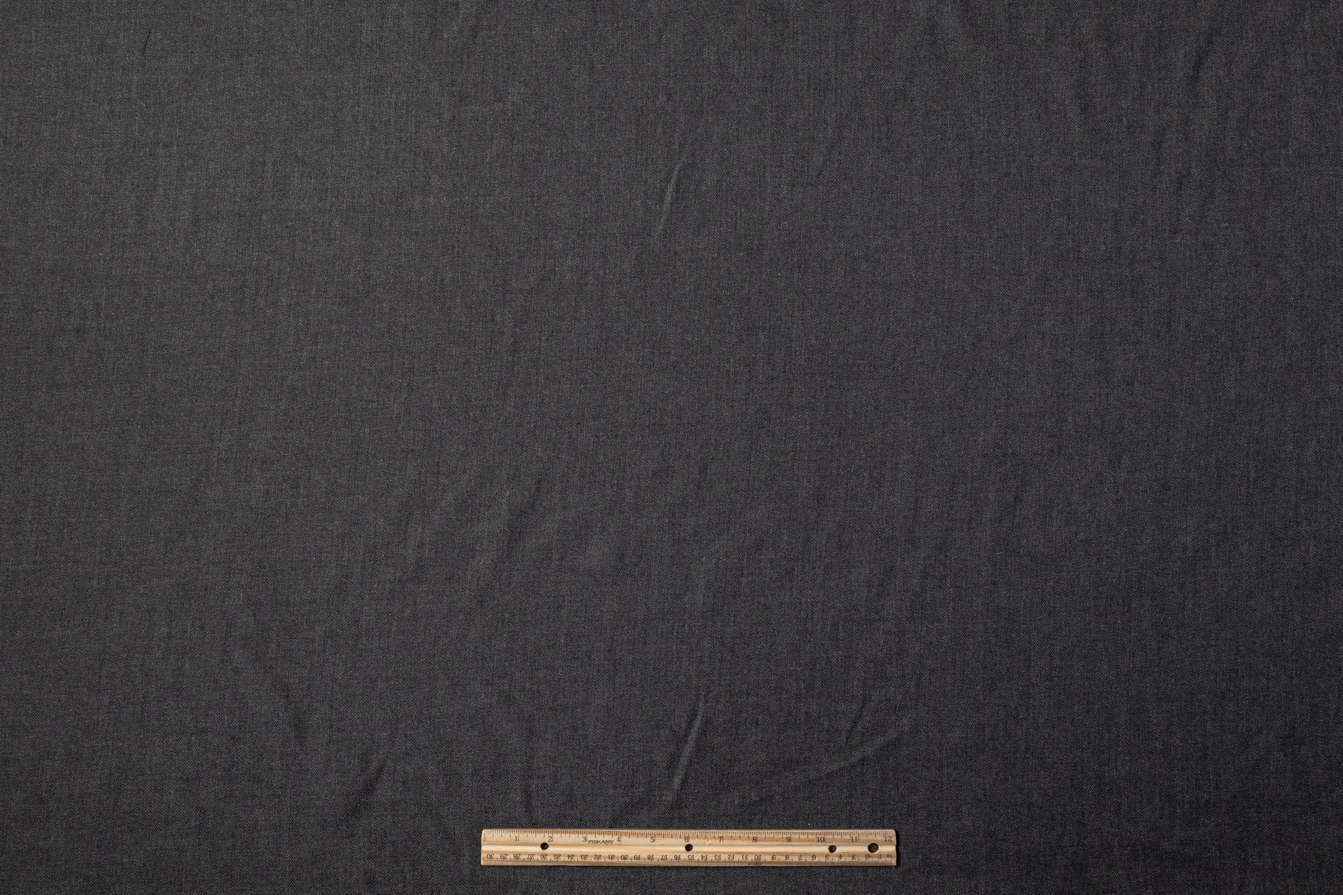 Italian Herringbone Camel Hair Suiting - Charcoal Gray