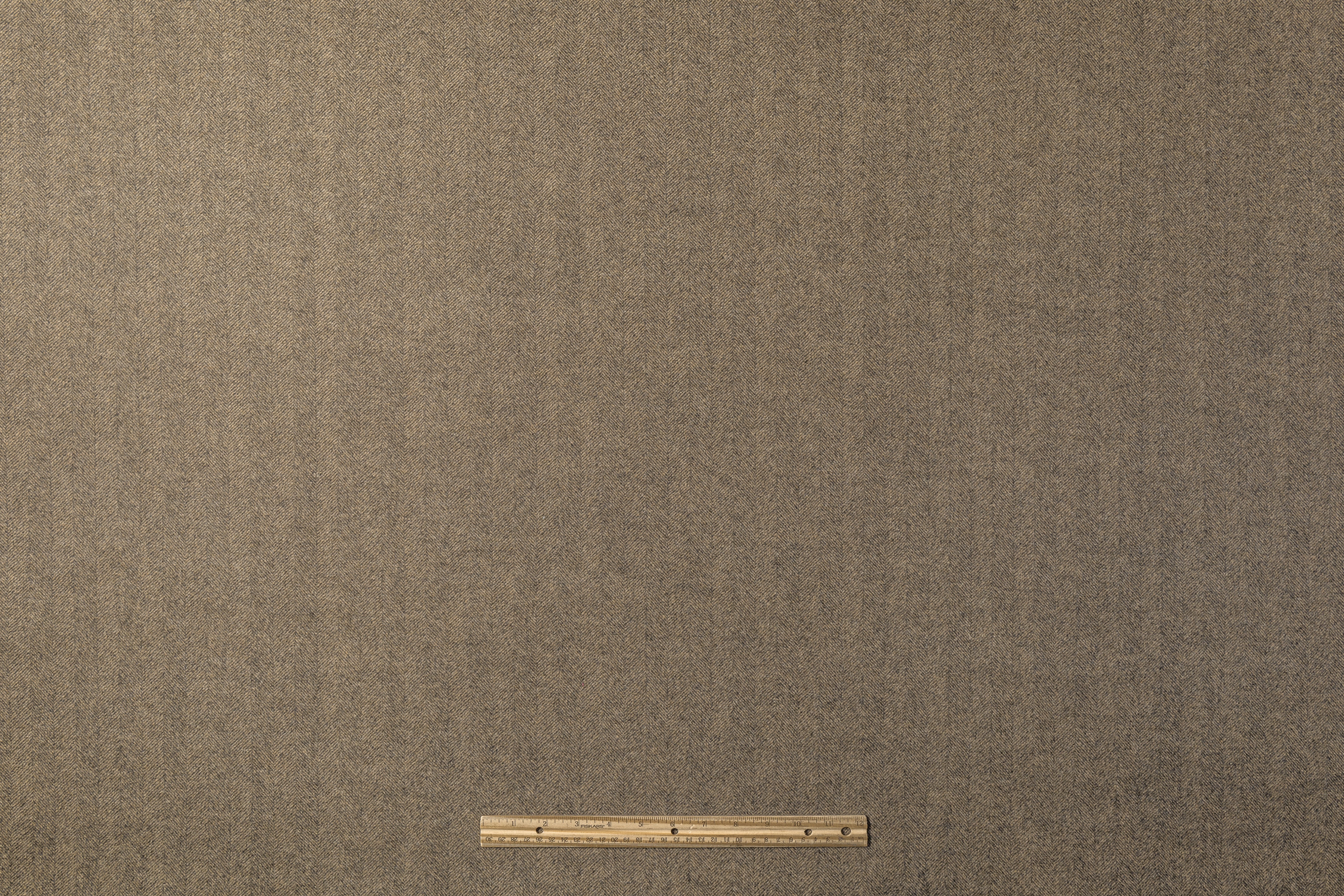 Double Faced Herringbone Italian Wool Cashmere Coating - Gray Brown