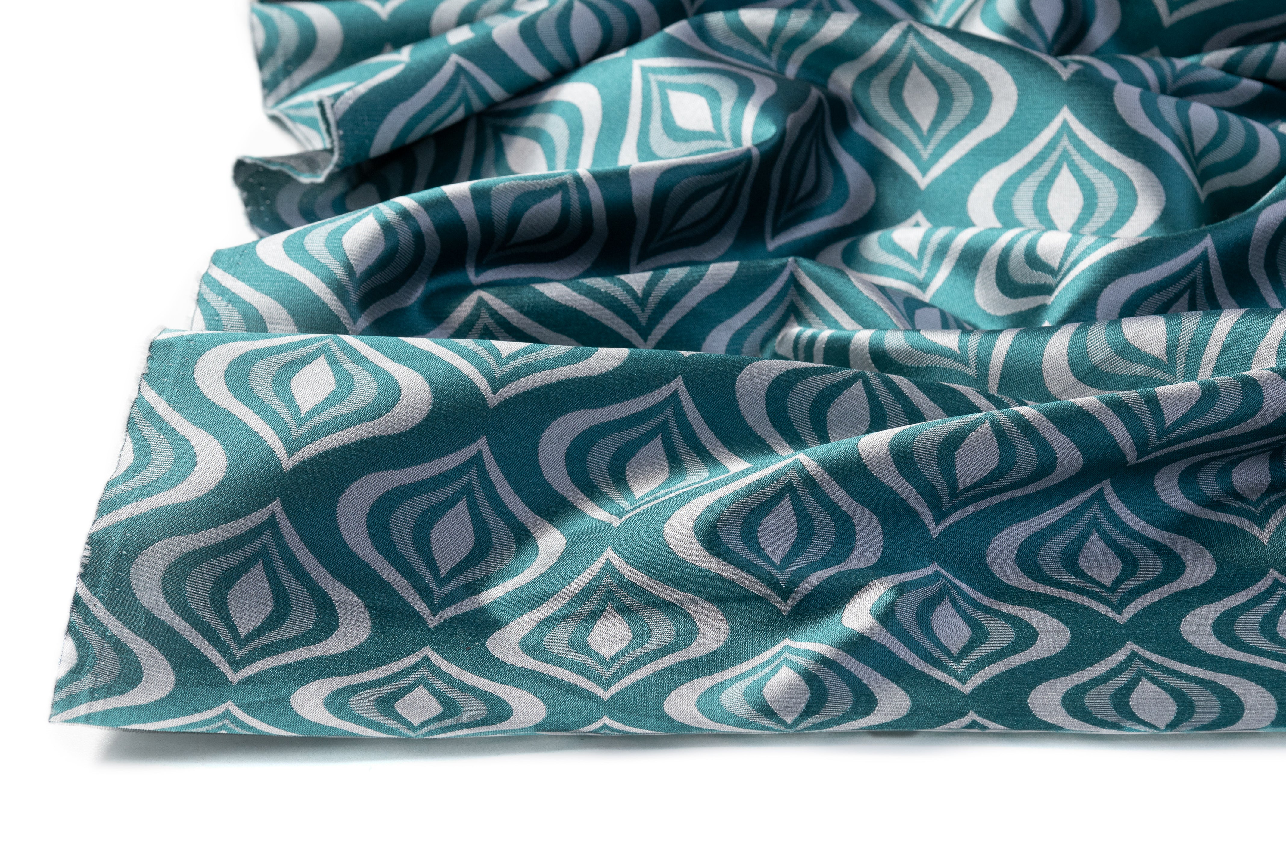 Retro Italian Brocade - Teal Blue / Gray