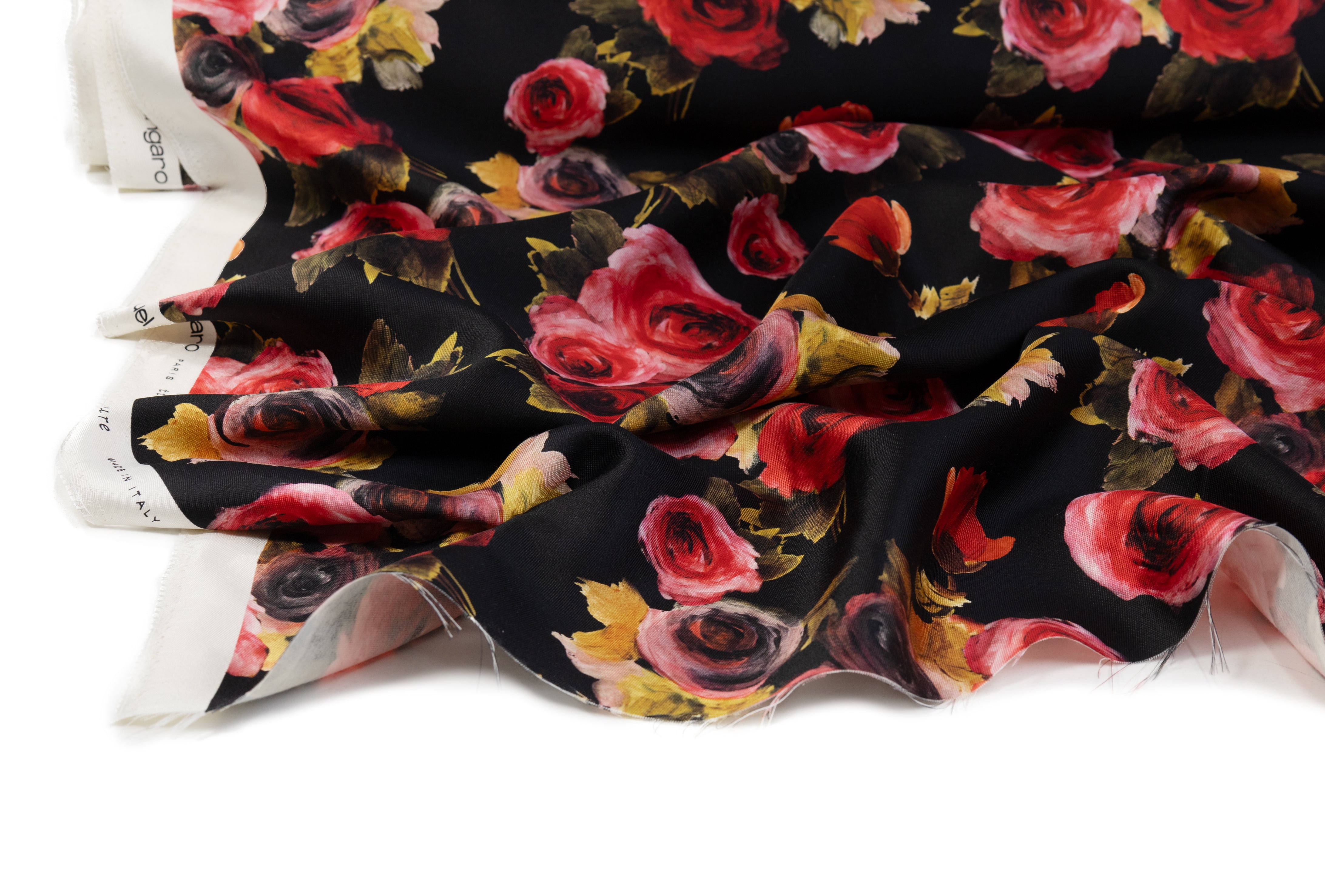 Emanuel Ungaro - Floral Printed Silk and Wool Mikado - Black / Red