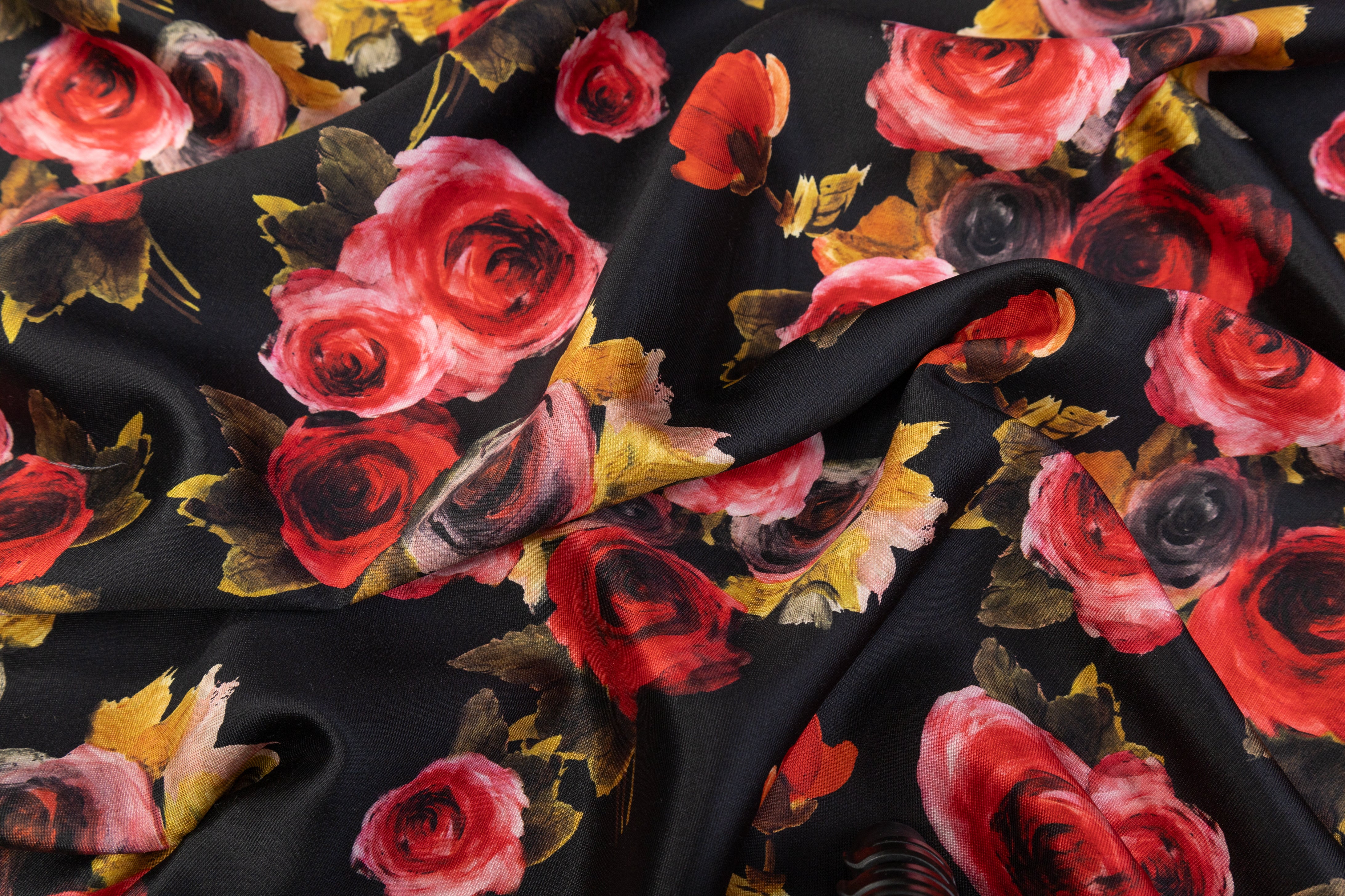 Emanuel Ungaro - Floral Printed Silk and Wool Mikado - Black / Red