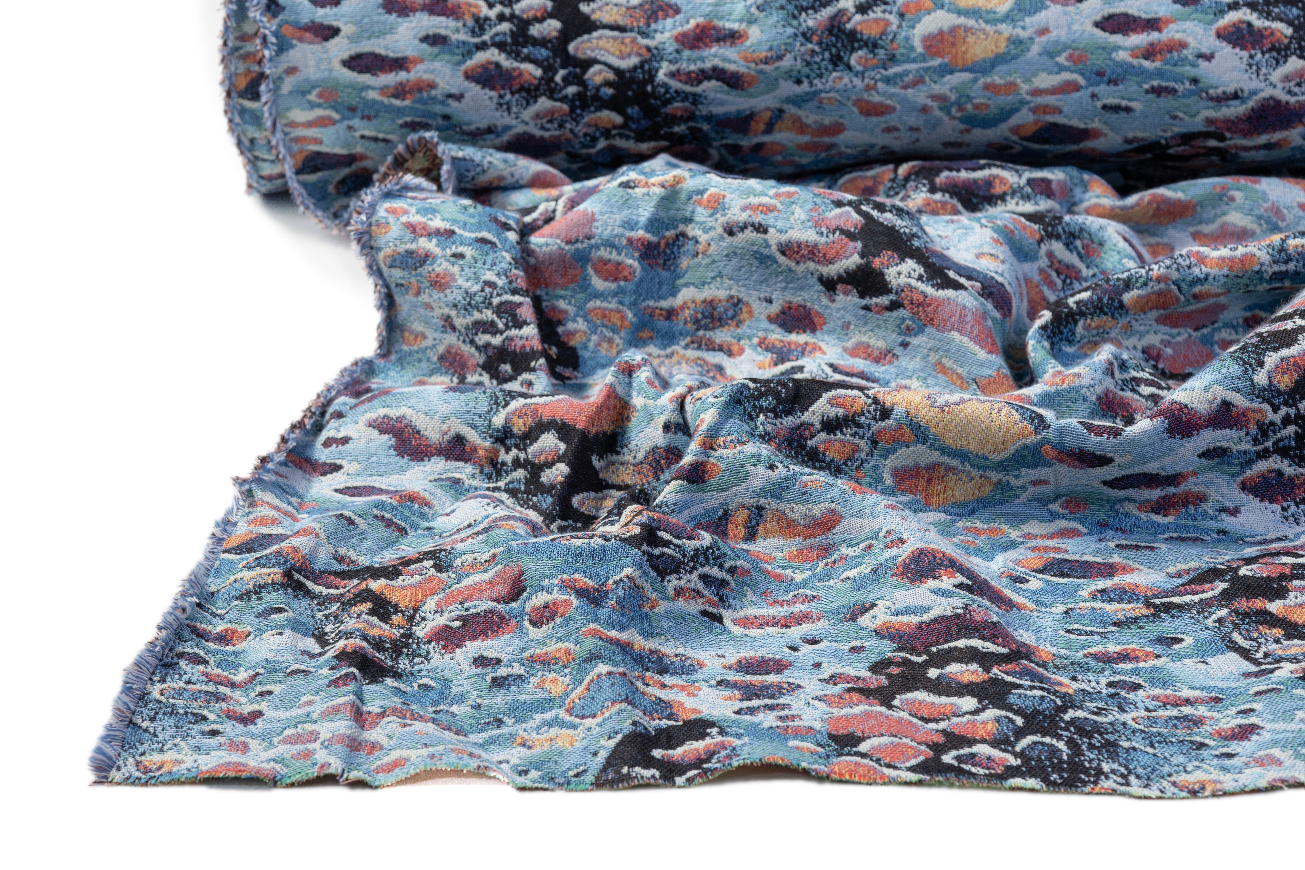 Abstract Tapestry Style Italian Brocade - Blue / Green