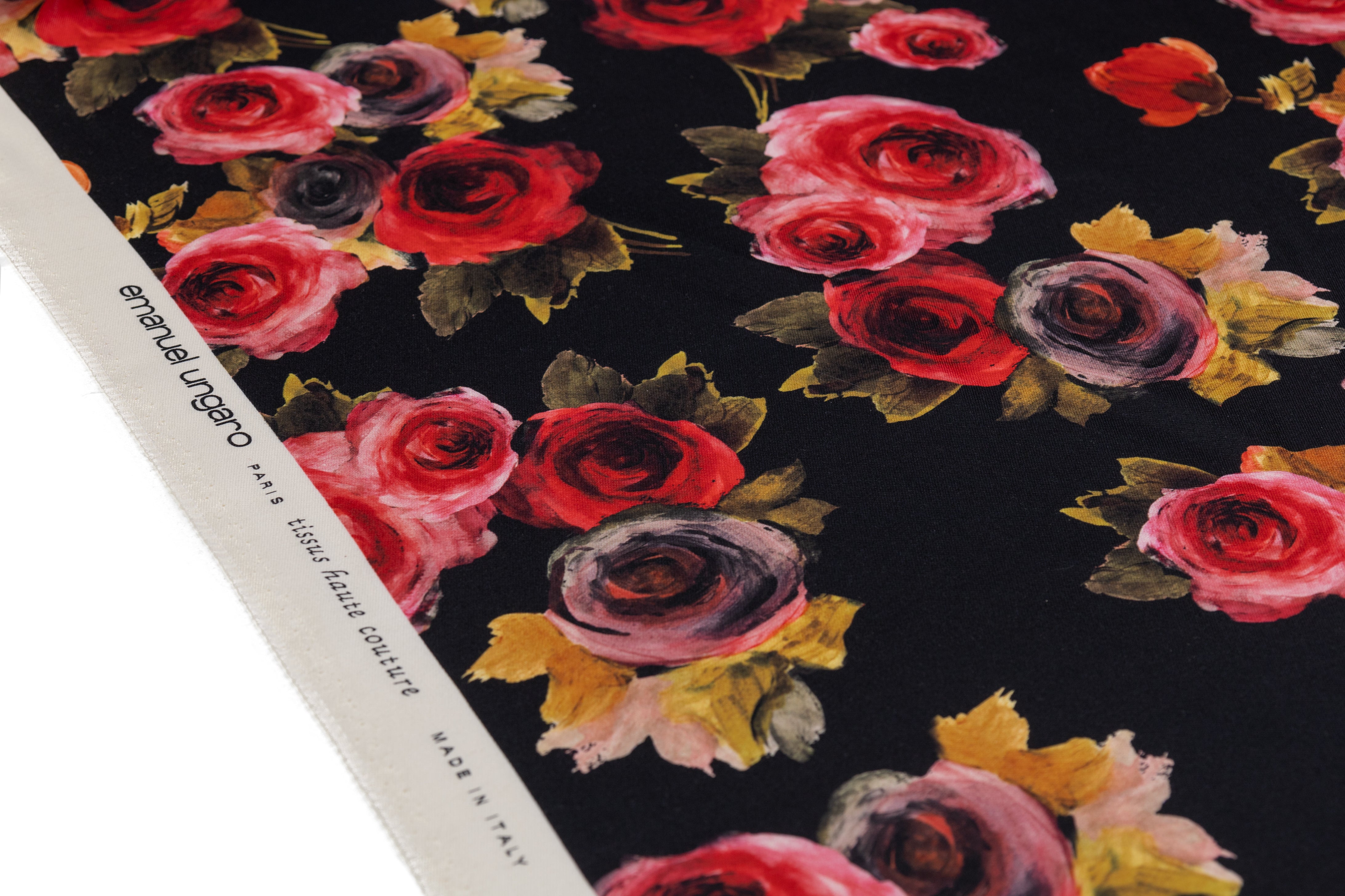 Emanuel Ungaro - Floral Printed Silk and Wool Mikado - Black / Red
