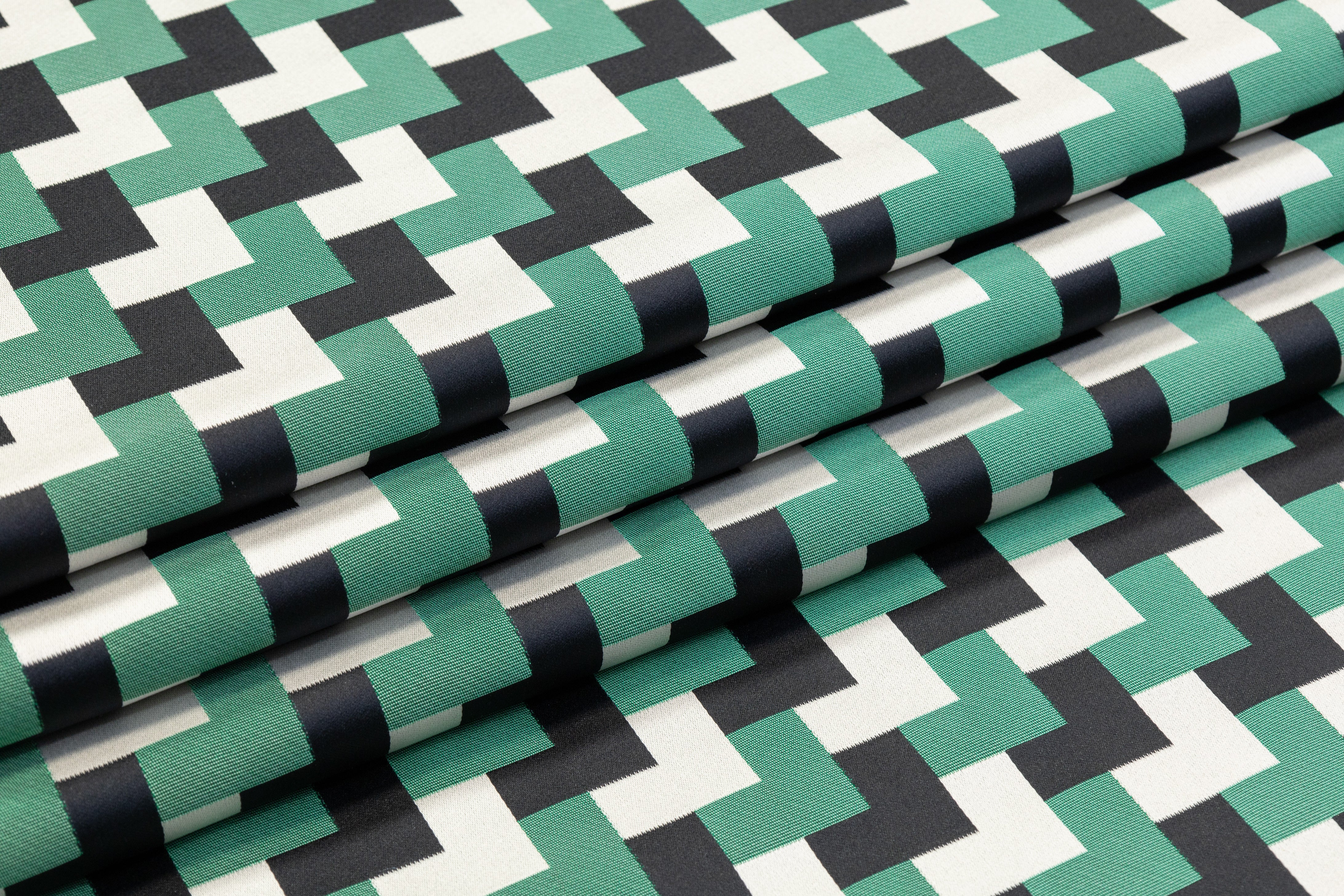 Geometric Italian Brocade - Green / Black / Gray