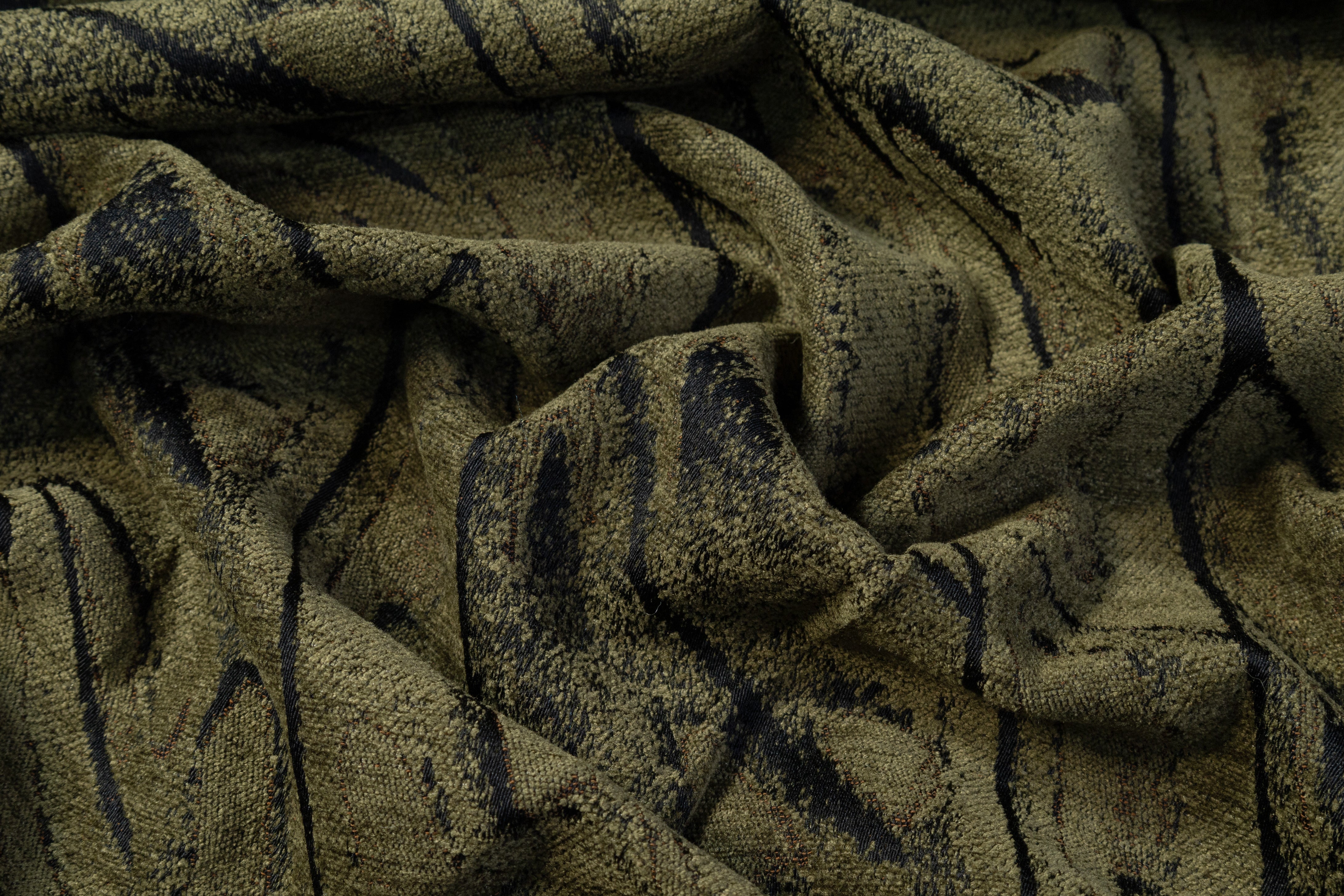 Abstract Chenille Brocade - Green / Black
