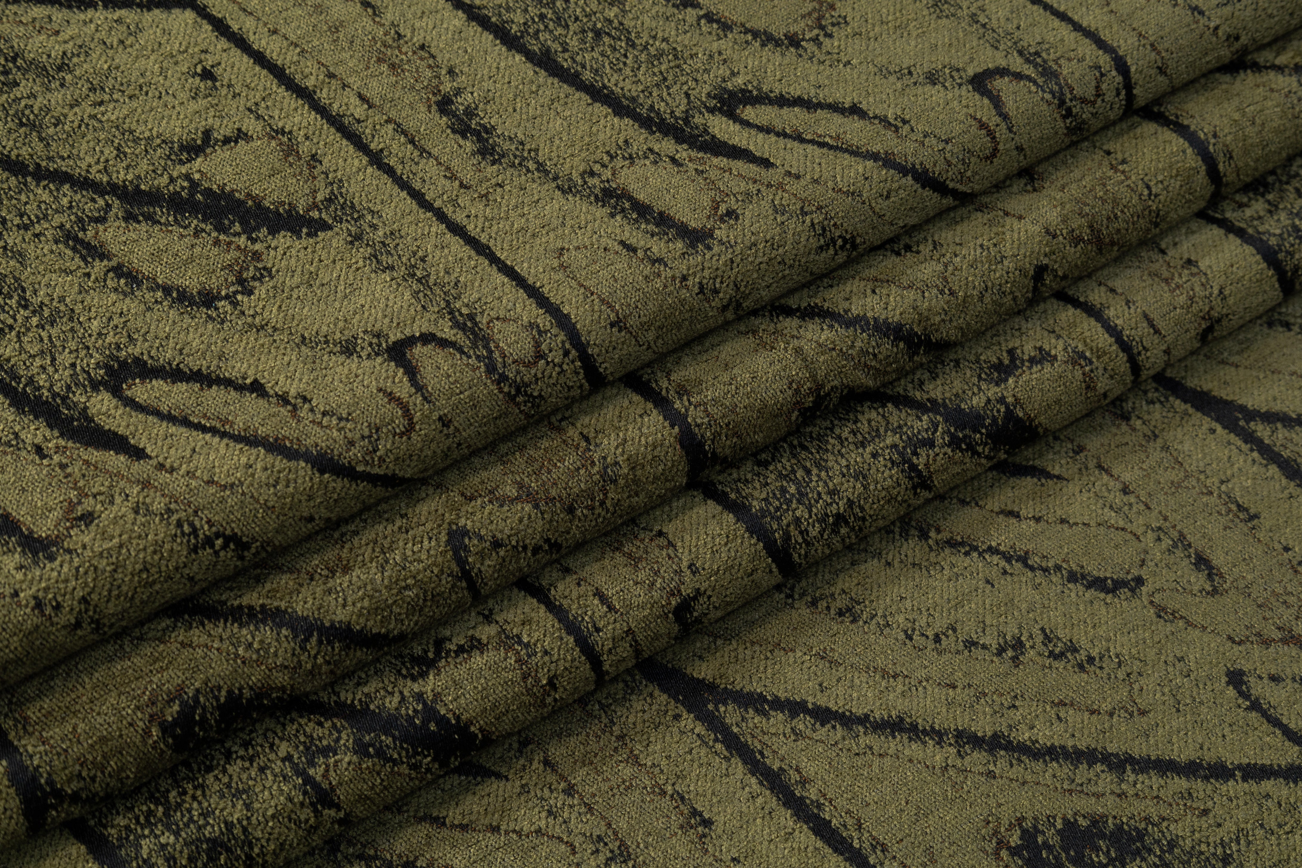 Armani - Abstract Chenille Brocade - Green / Black