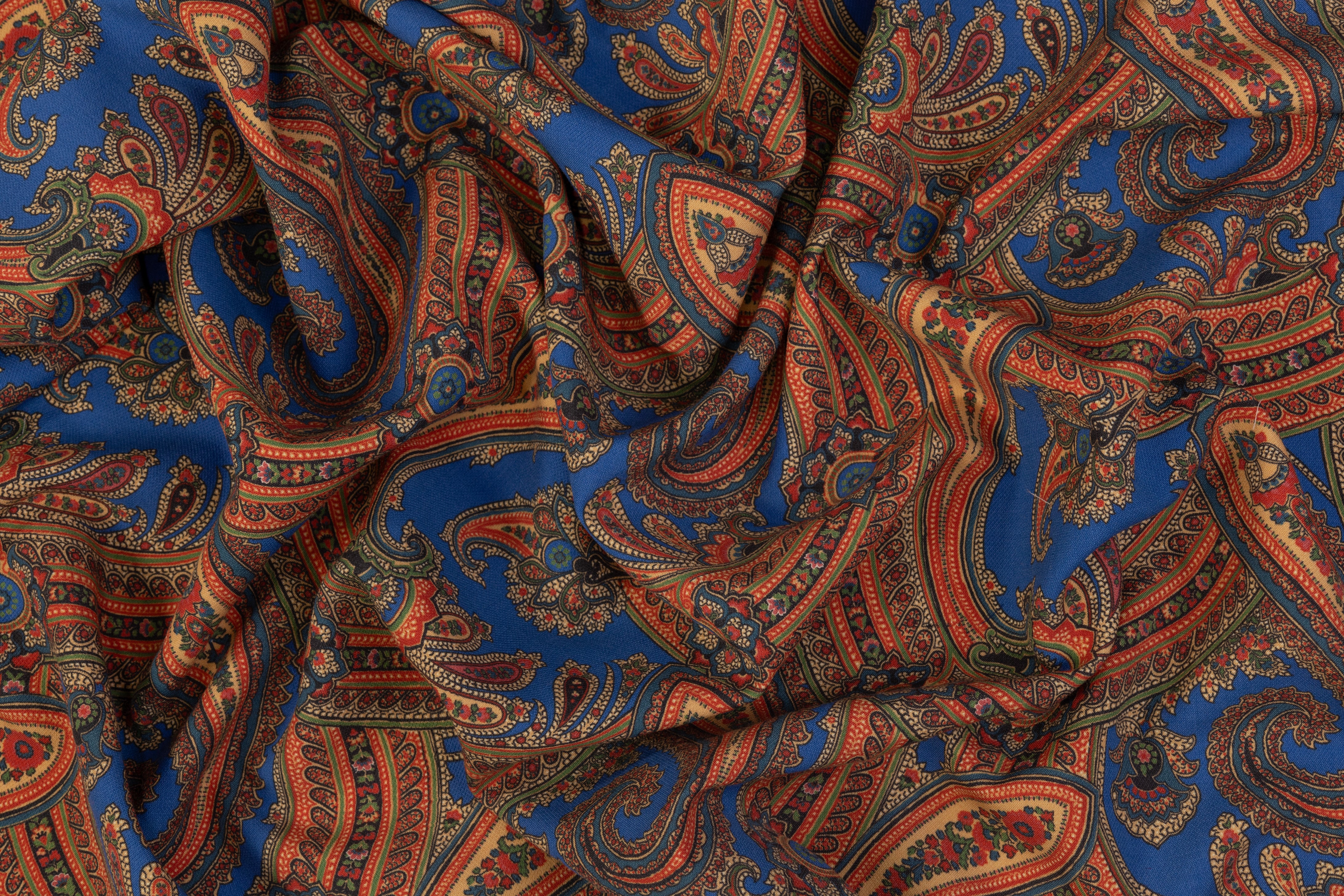 Etro - Paisley Printed Wool Tricotine - Orange / Blue