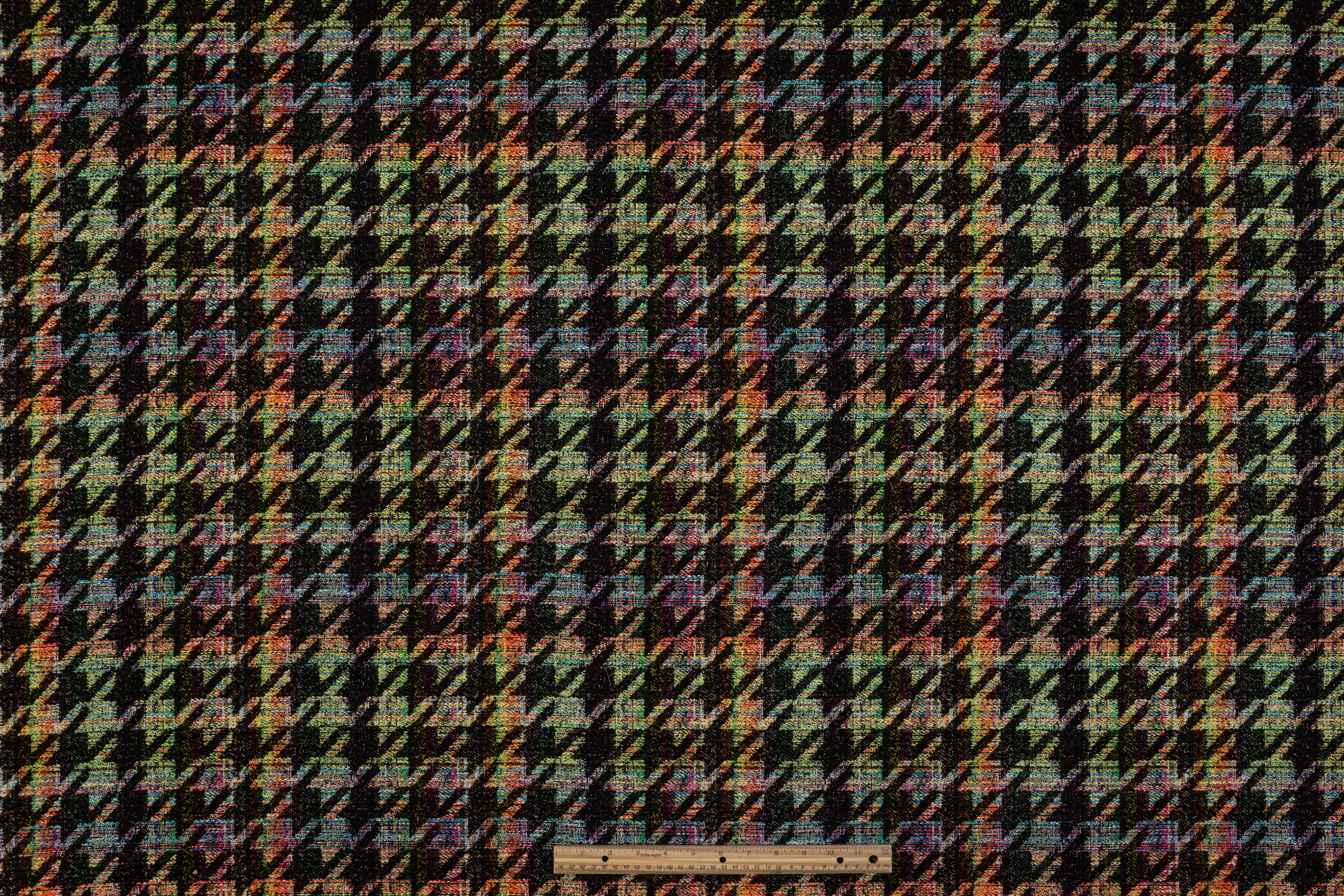 Houndstooth Italian Cotton Blend Tweed - Multicolor