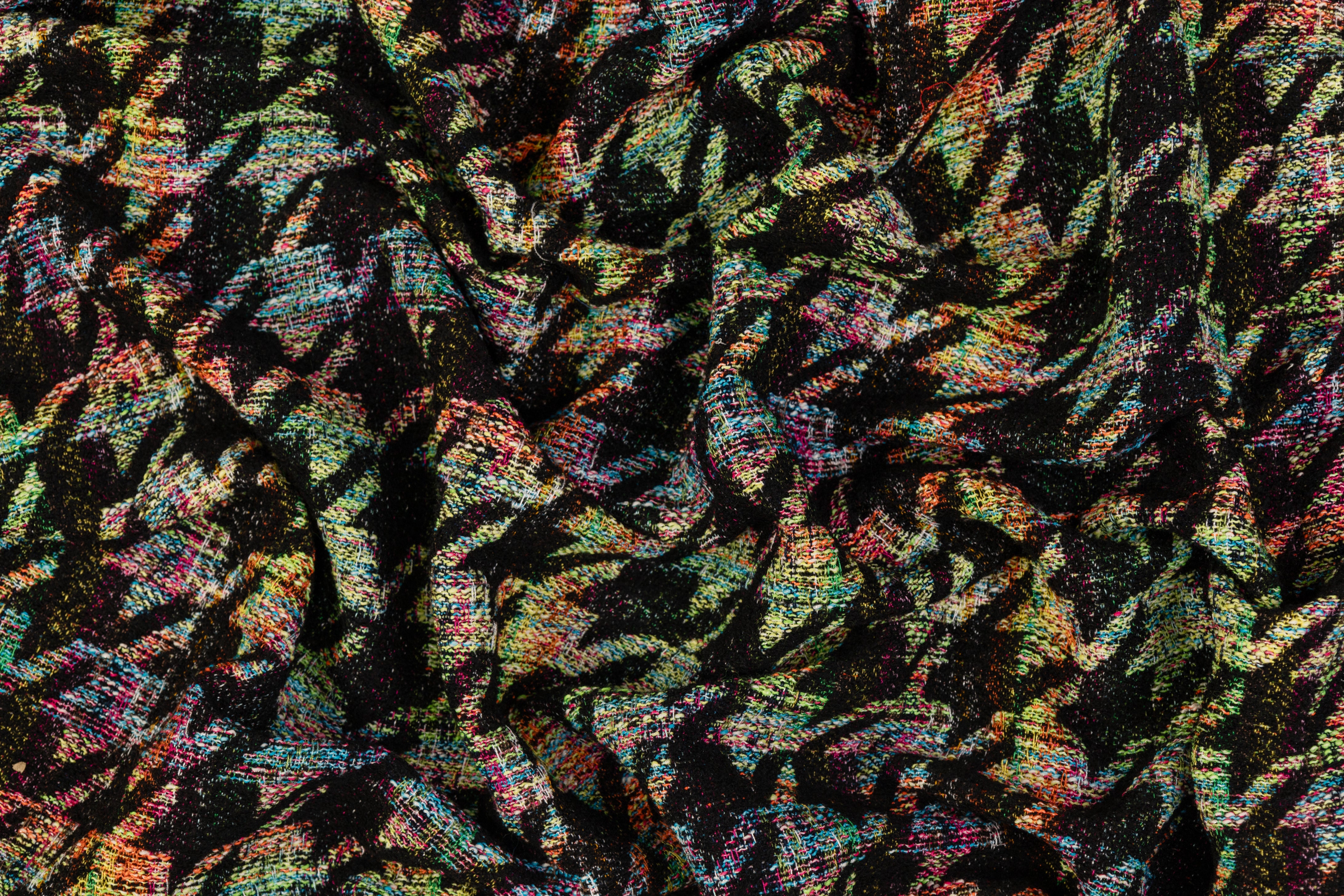 Houndstooth Italian Cotton Blend Tweed - Multicolor