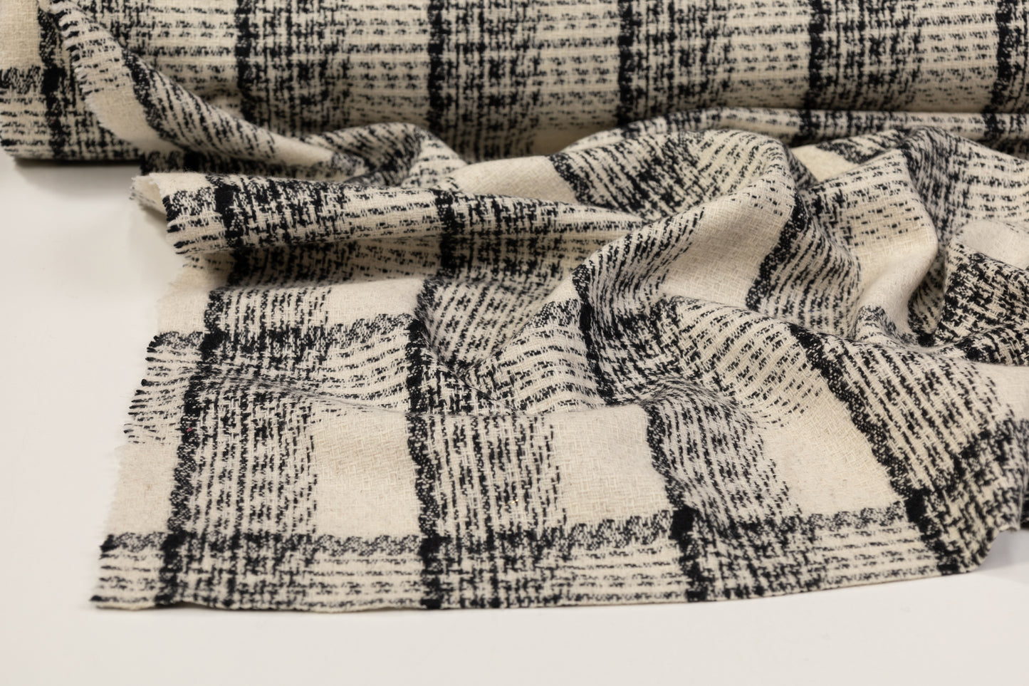Checked Italian Wool Tweed - Off White / Black