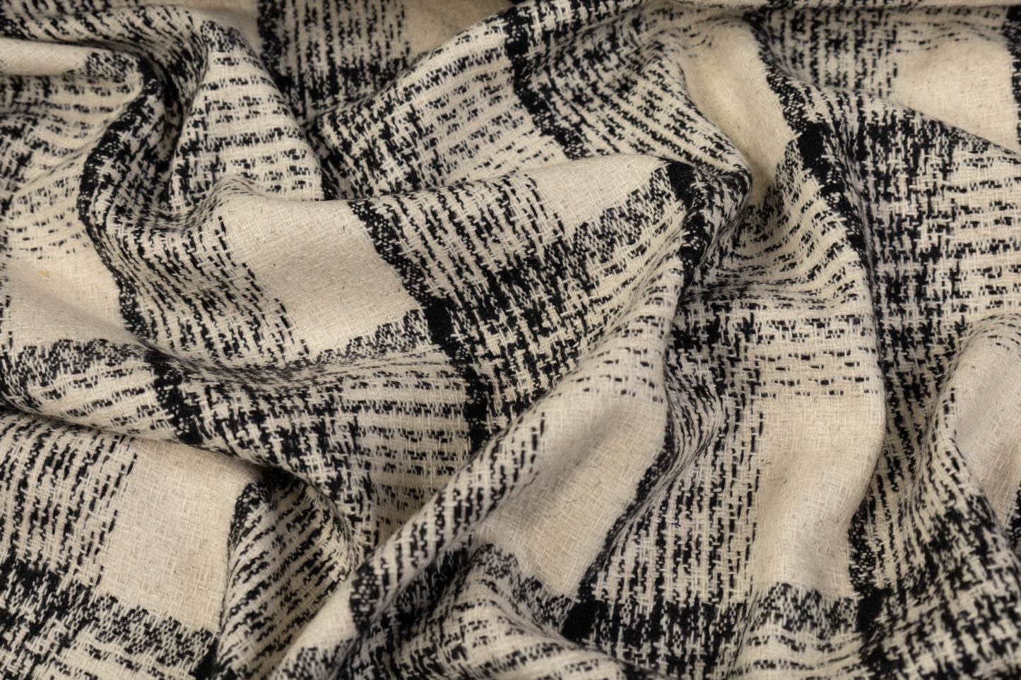 Checked Italian Wool Tweed - Off White / Black