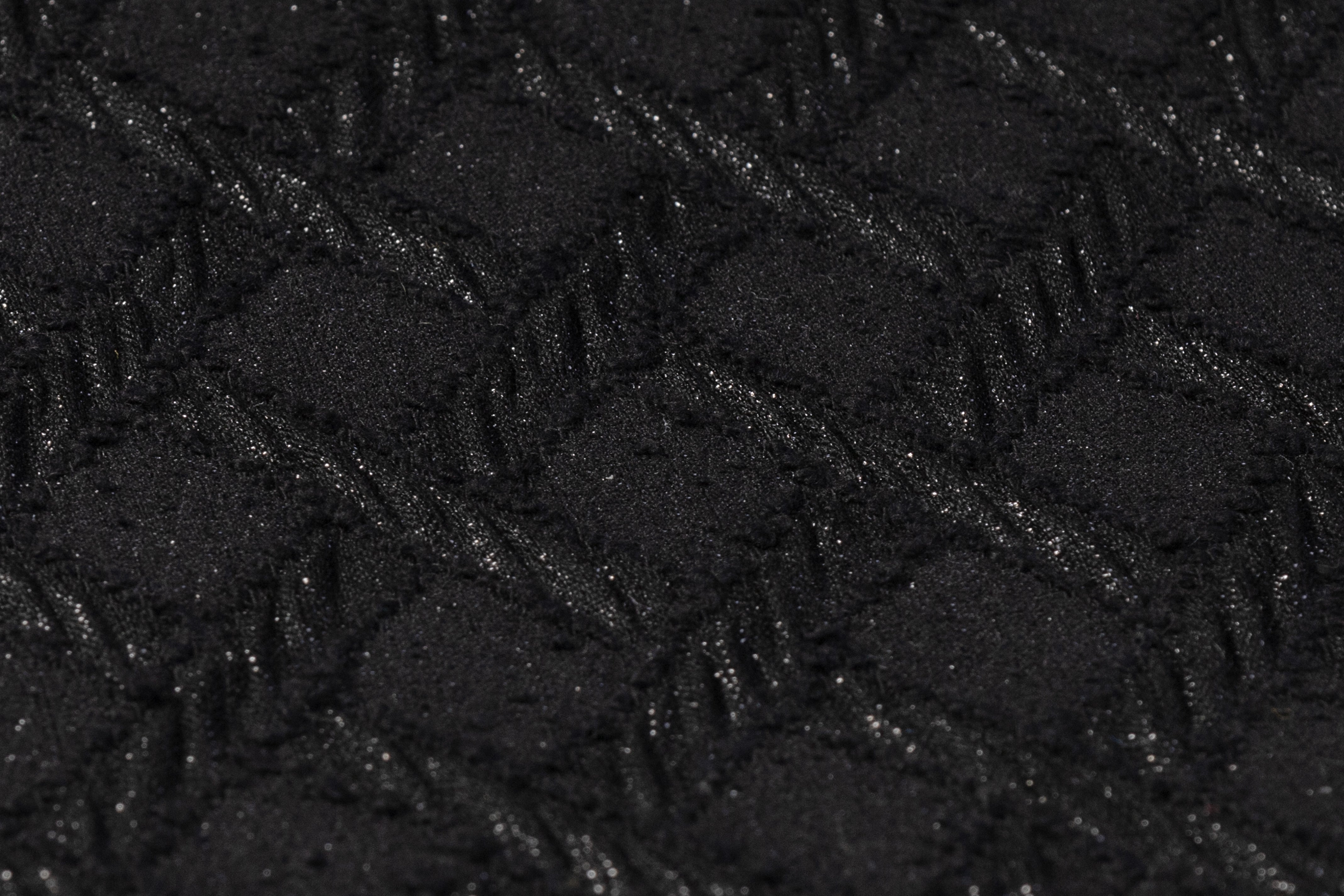 Italian Wool Blend Chenille Brocade - Black