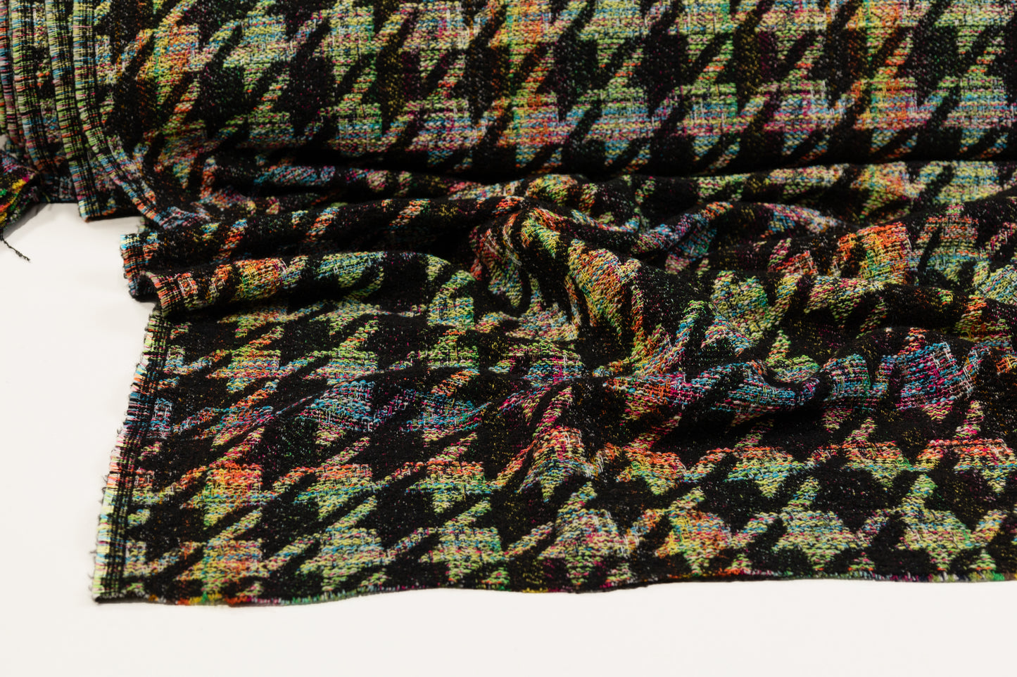 Houndstooth Italian Cotton Blend Tweed - Multicolor