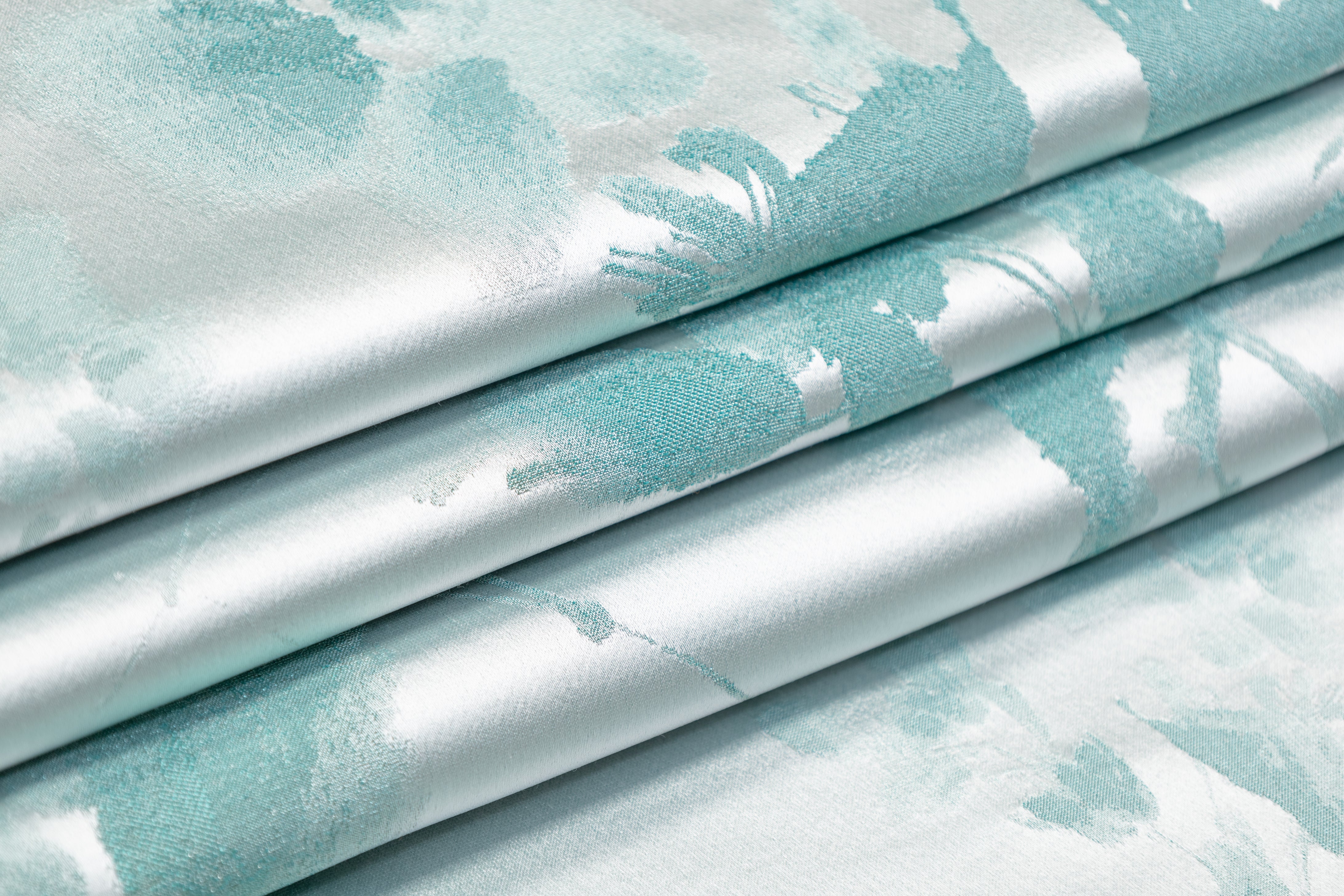 Floral Metallic Italian Satin Brocade - Aqua Green