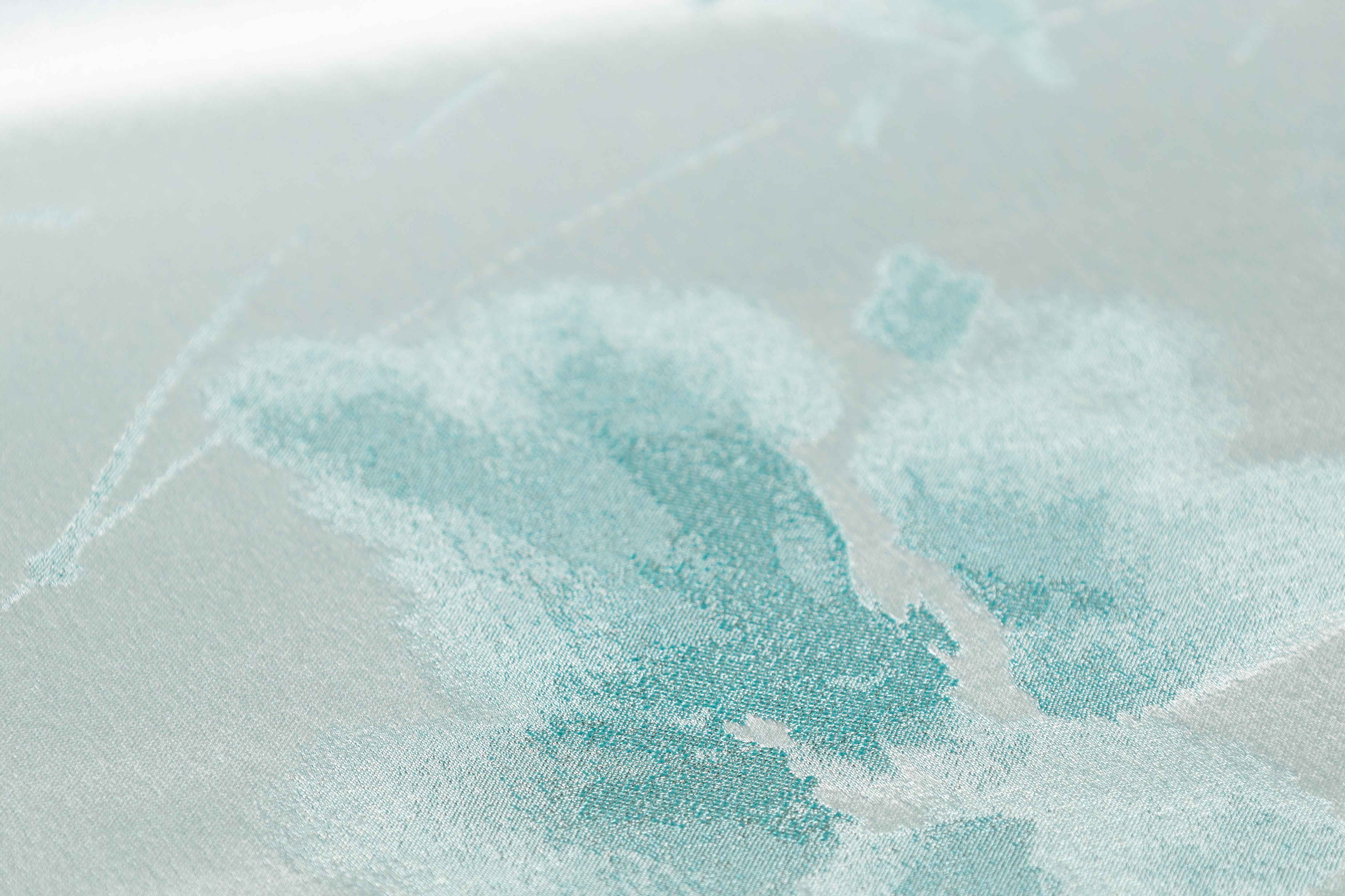 Floral Metallic Italian Satin Brocade - Aqua Green