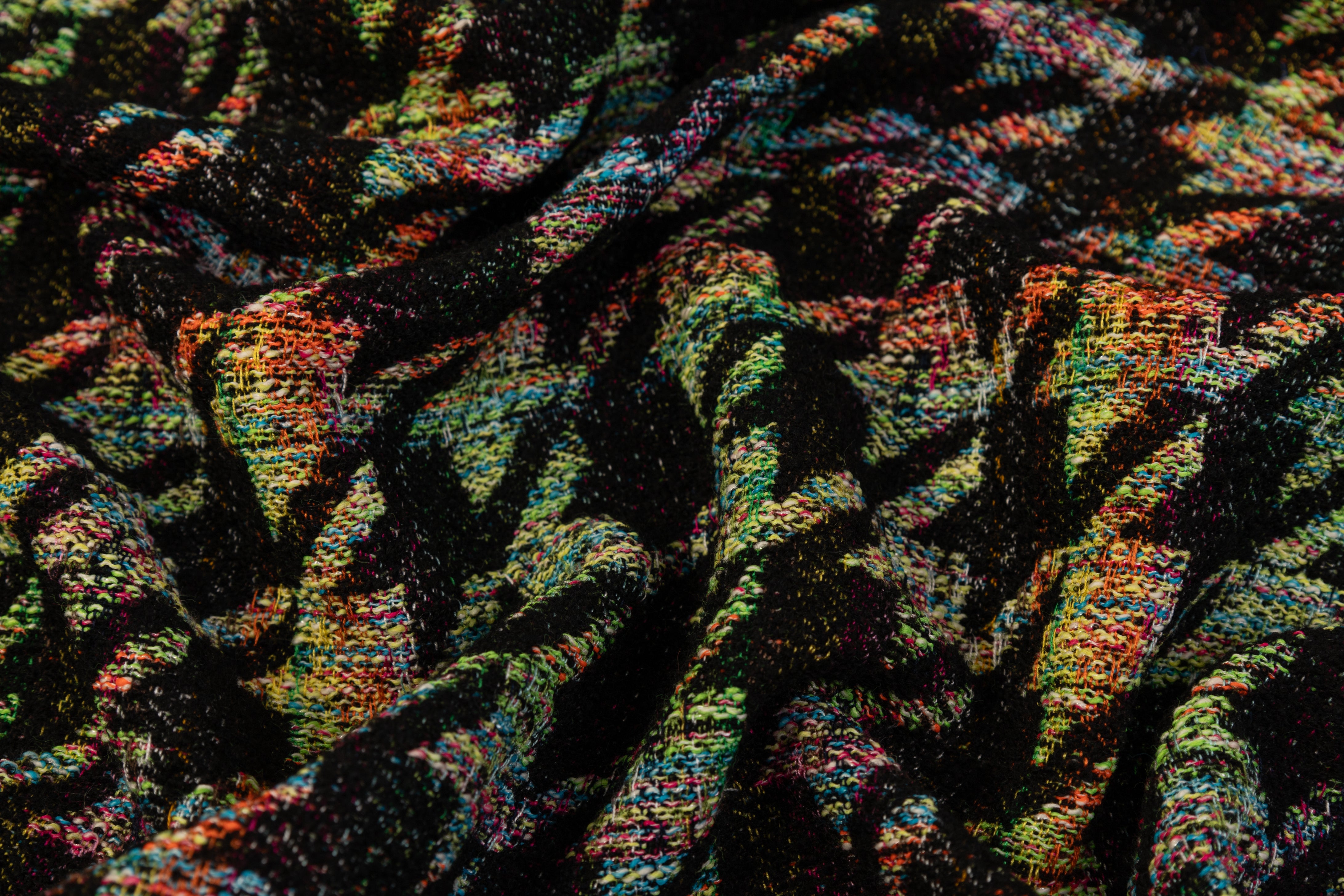 Houndstooth Italian Cotton Blend Tweed - Multicolor