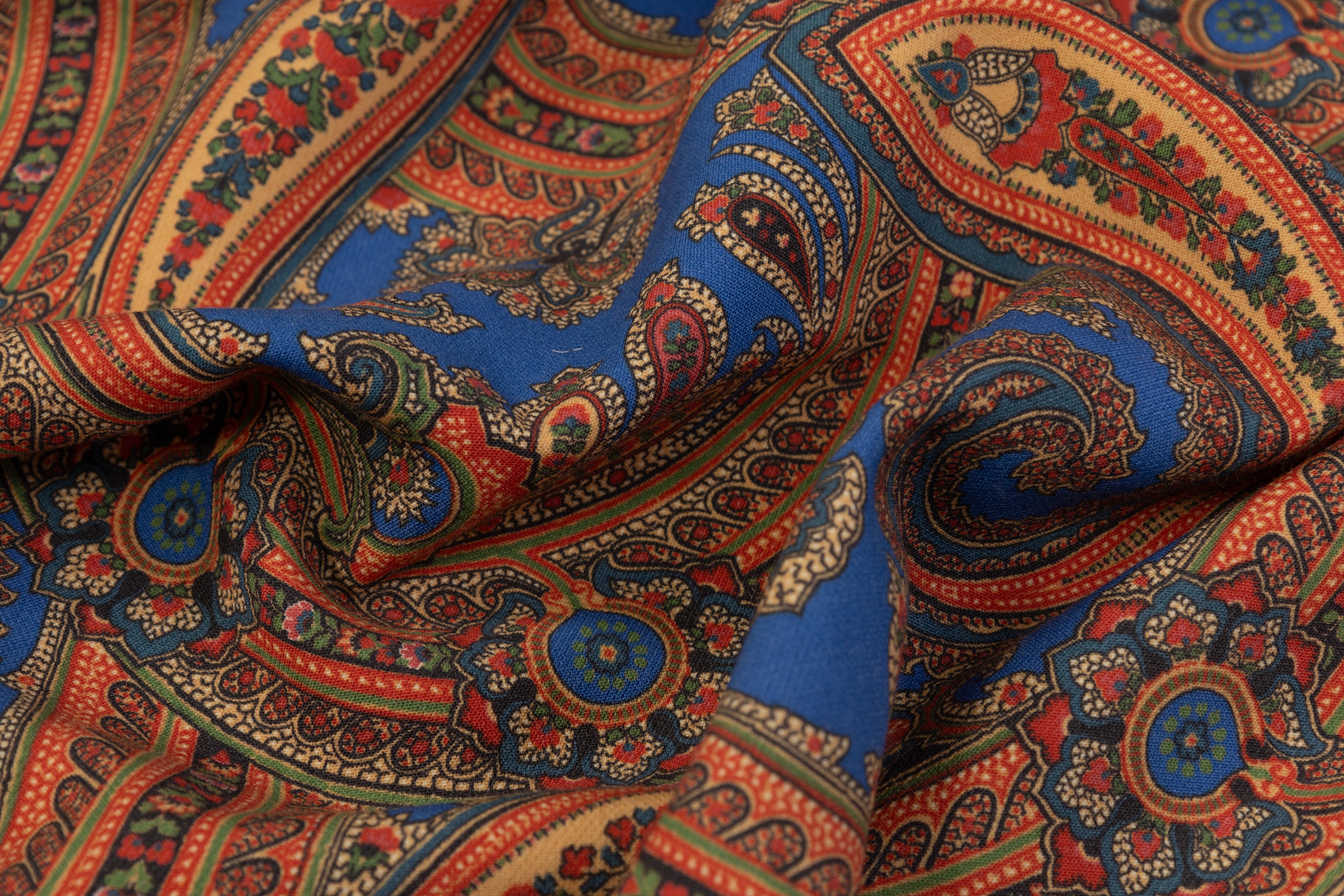 Etro - Paisley Printed Wool Tricotine - Orange / Blue