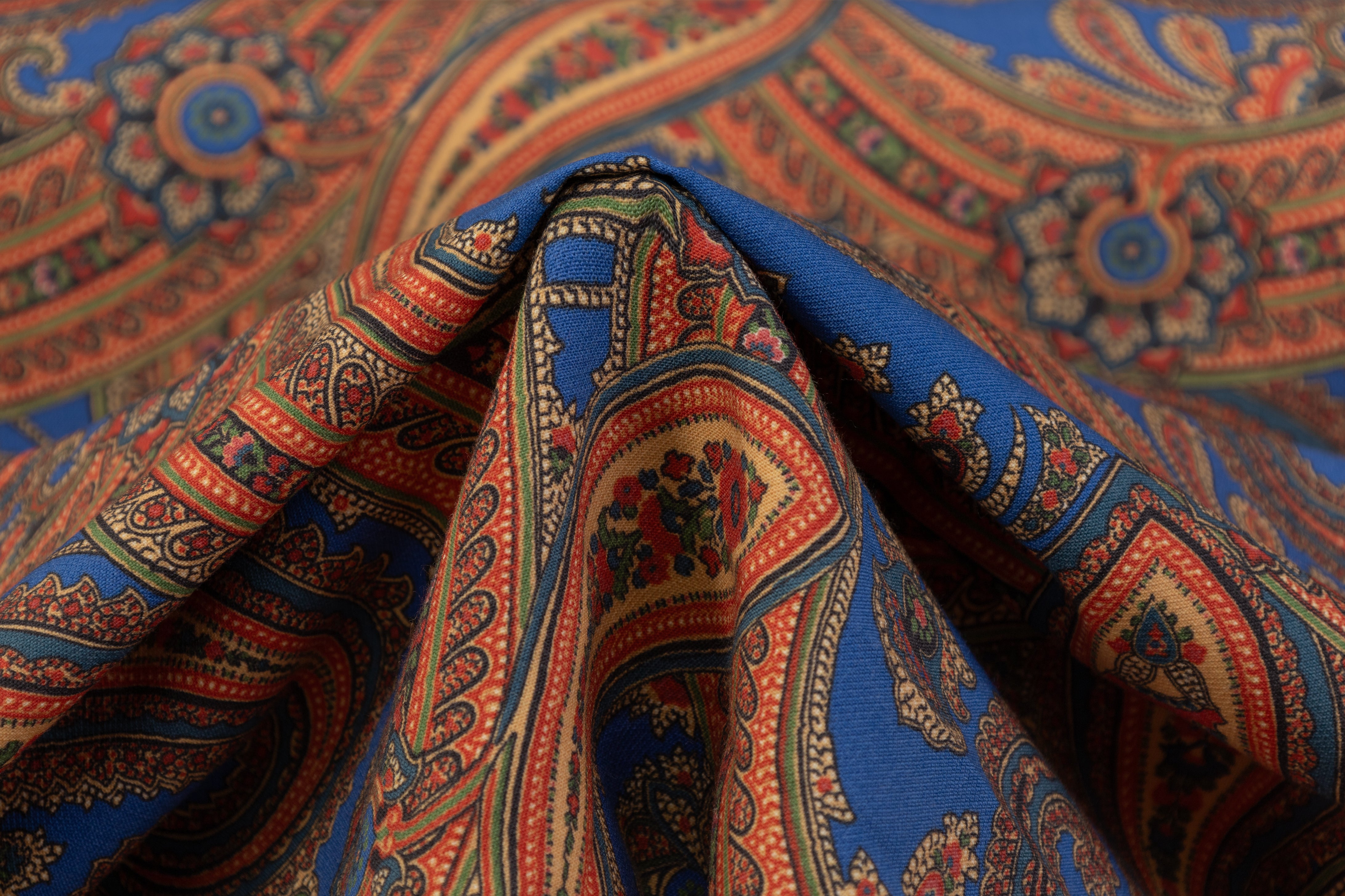 Etro - Paisley Printed Wool Tricotine - Orange / Blue