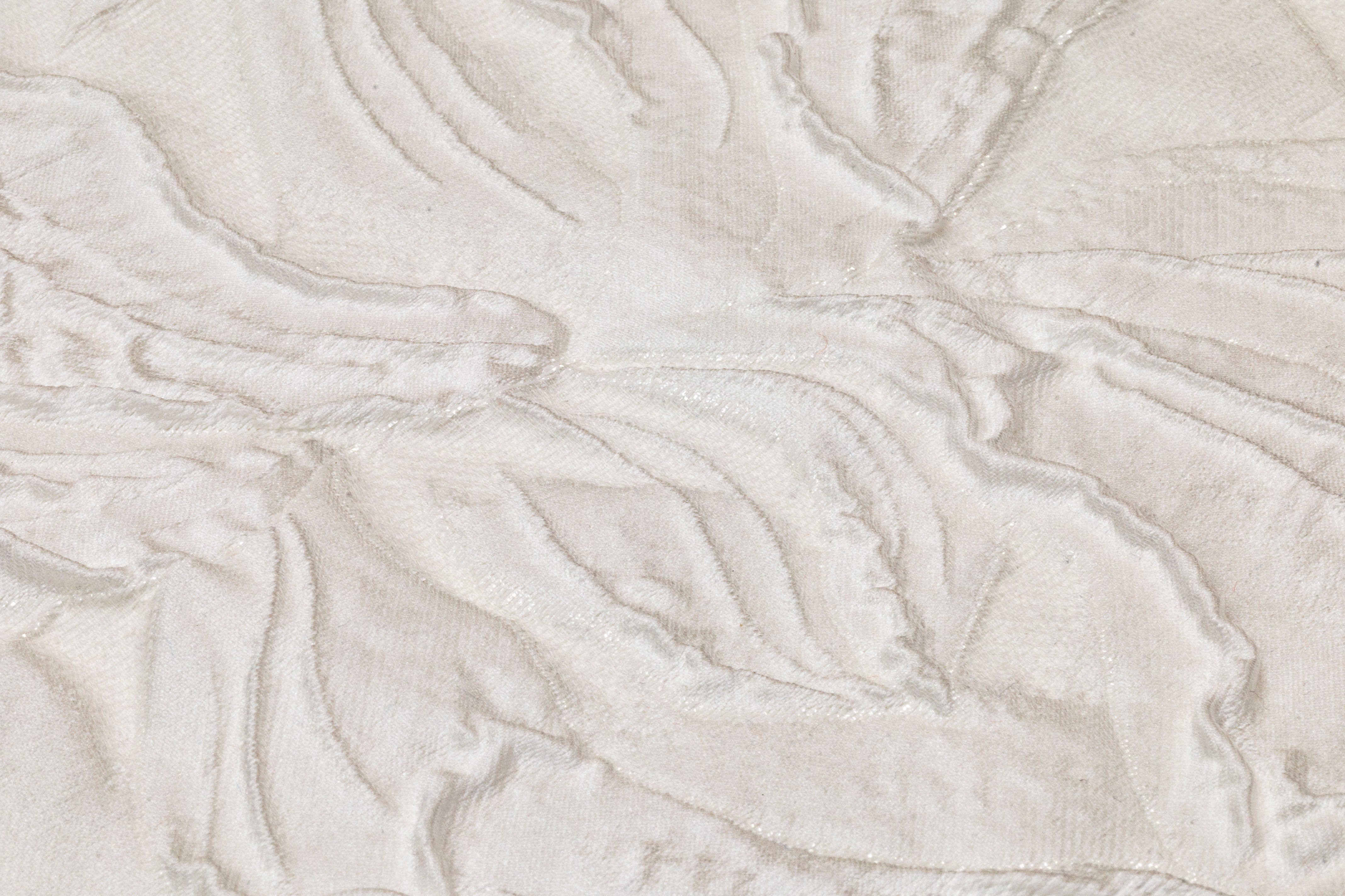 Abstract Floral Italian Silk Blend Cloqué Brocade - Off White