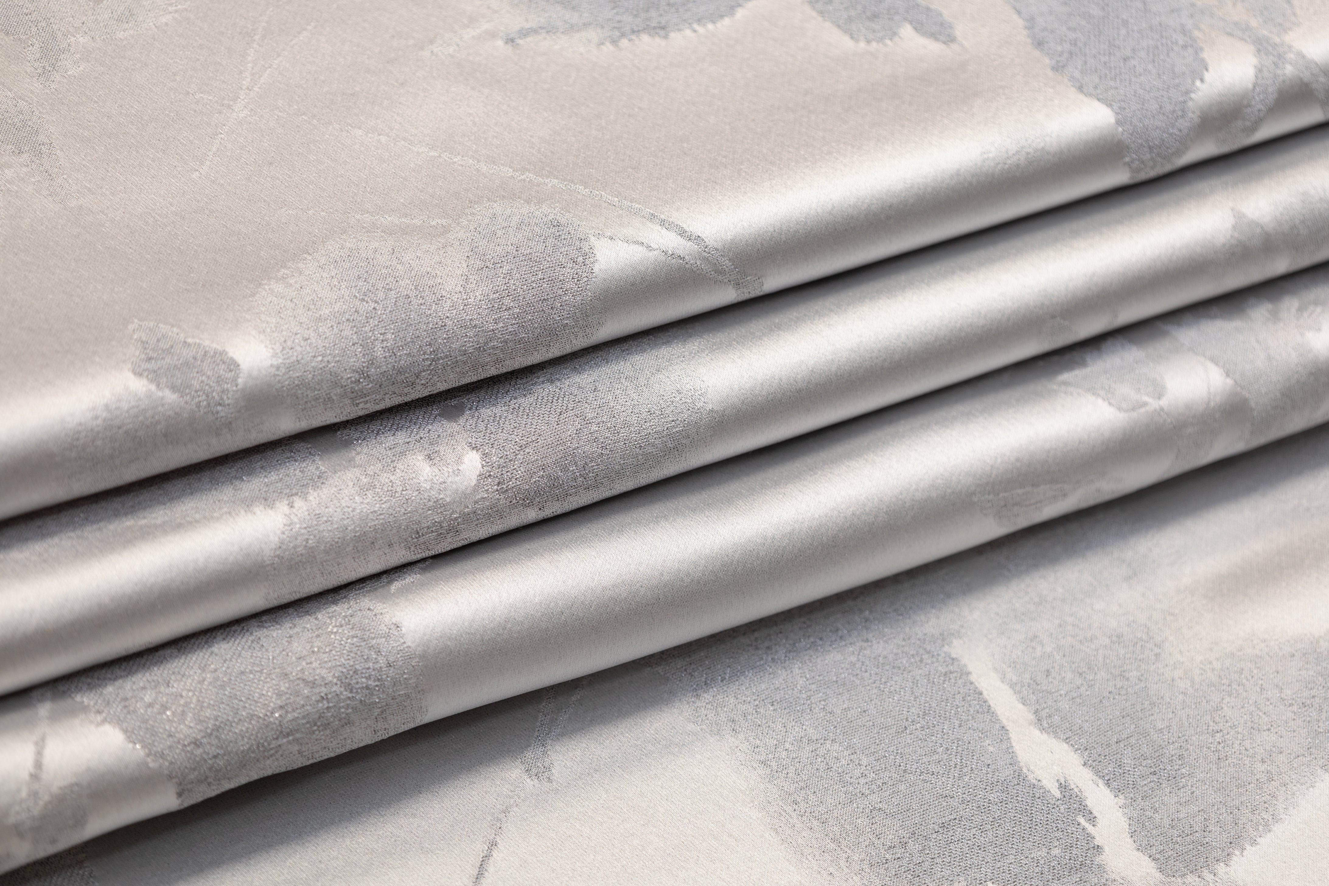Floral Metallic Italian Satin Brocade - Silver / Gray