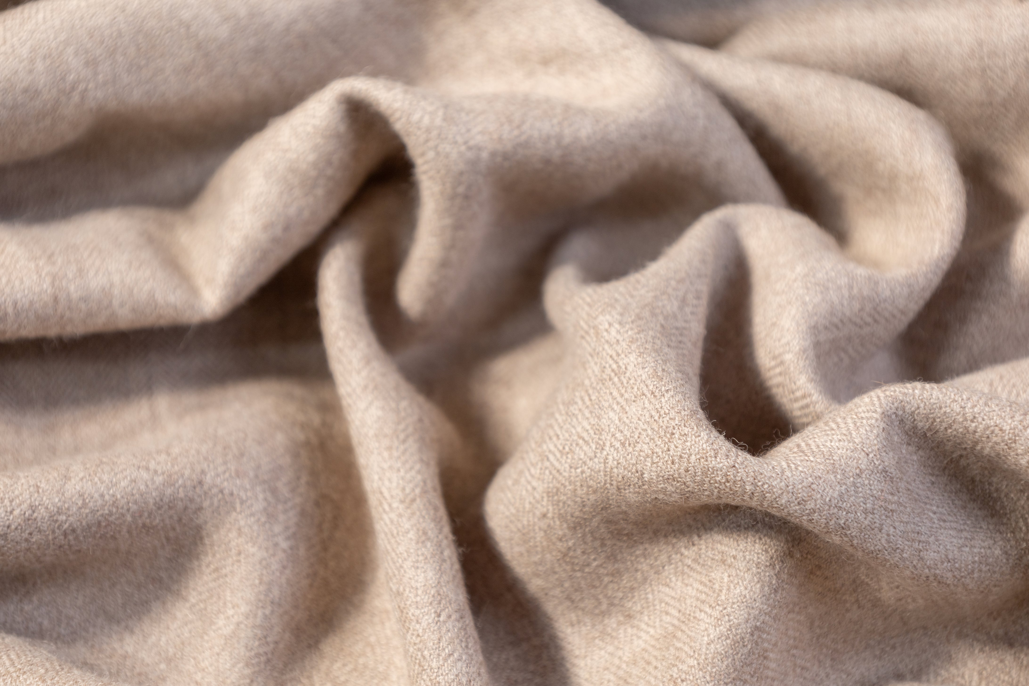 Italian Herringbone Camel Hair Suiting - Light Taupe