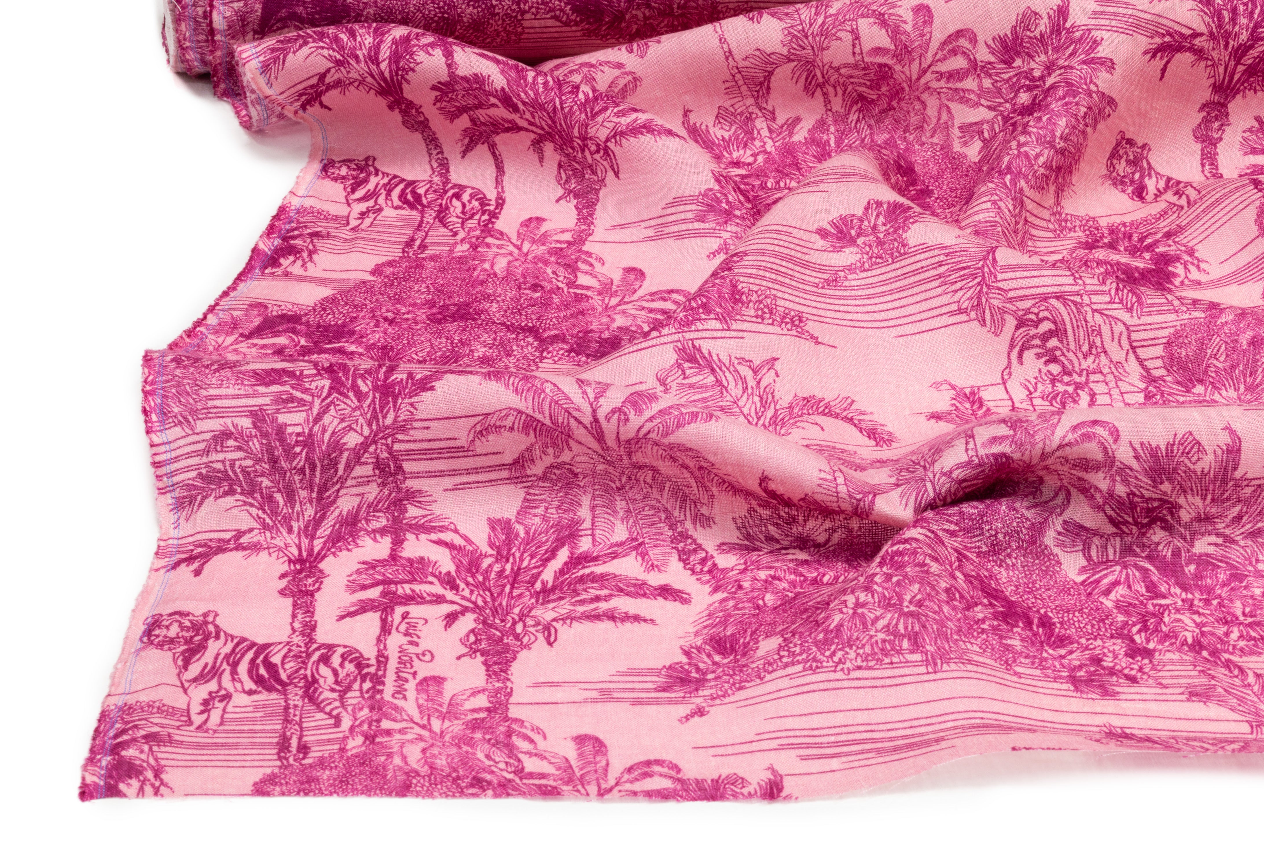 Jungle Toile Italian Linen - Pink