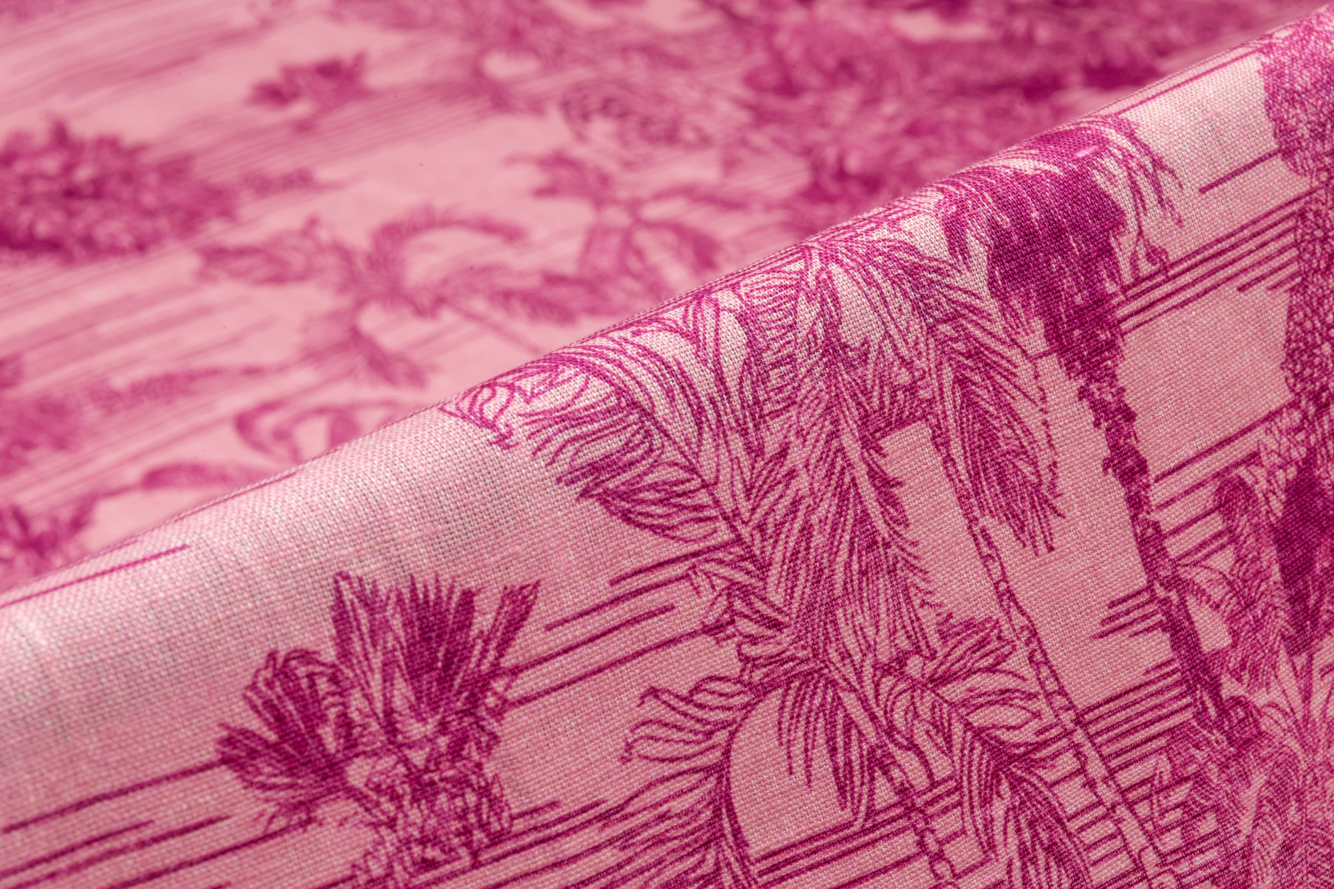 Jungle Toile Italian Linen - Pink