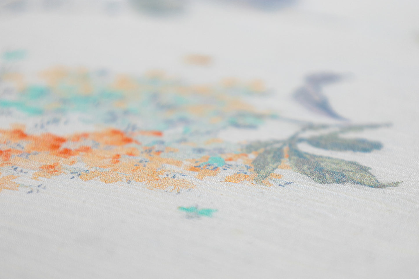 Floral Crinkled Silk Viscose Chiffon - White