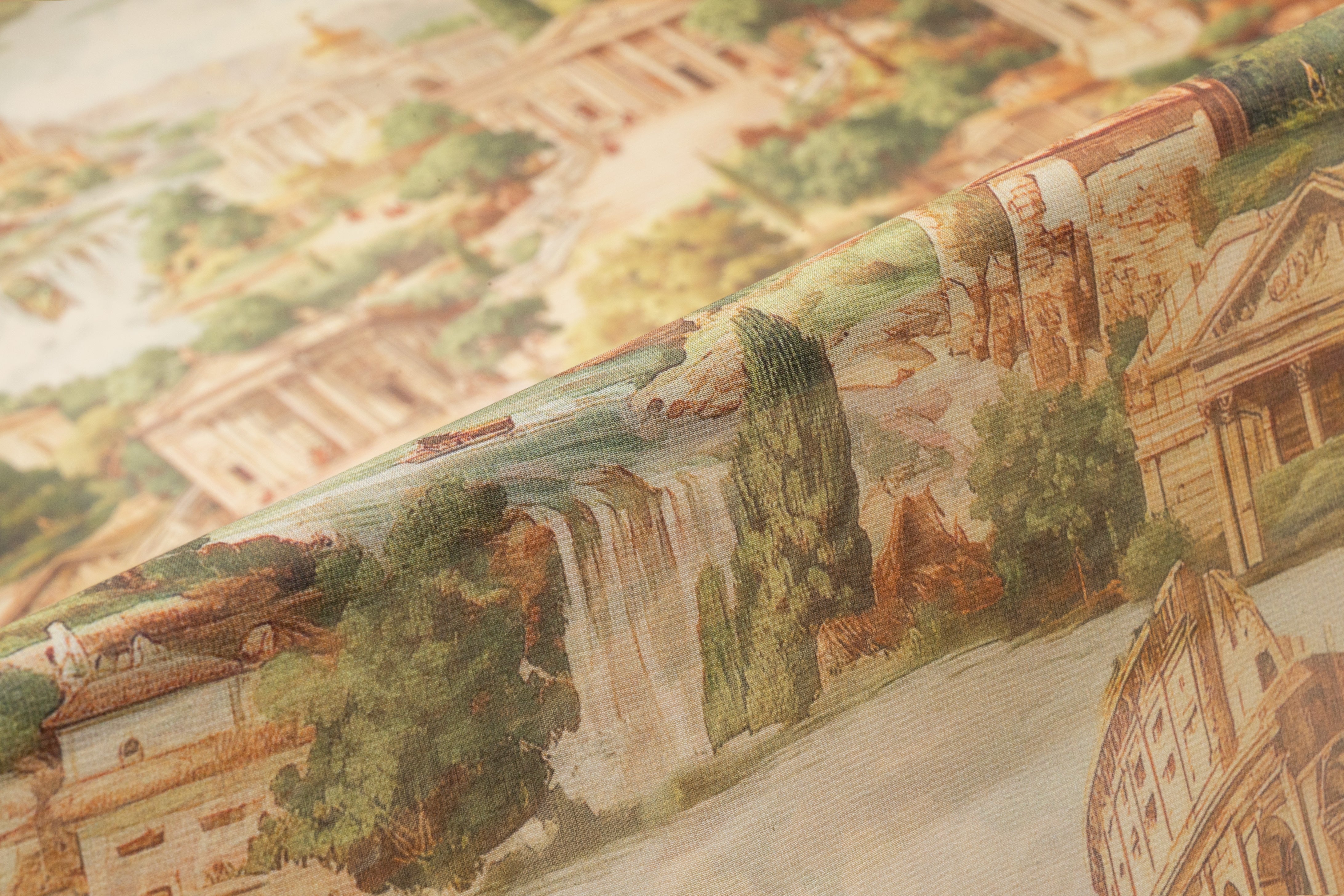 Italian Landscape Toile Silk Chiffon