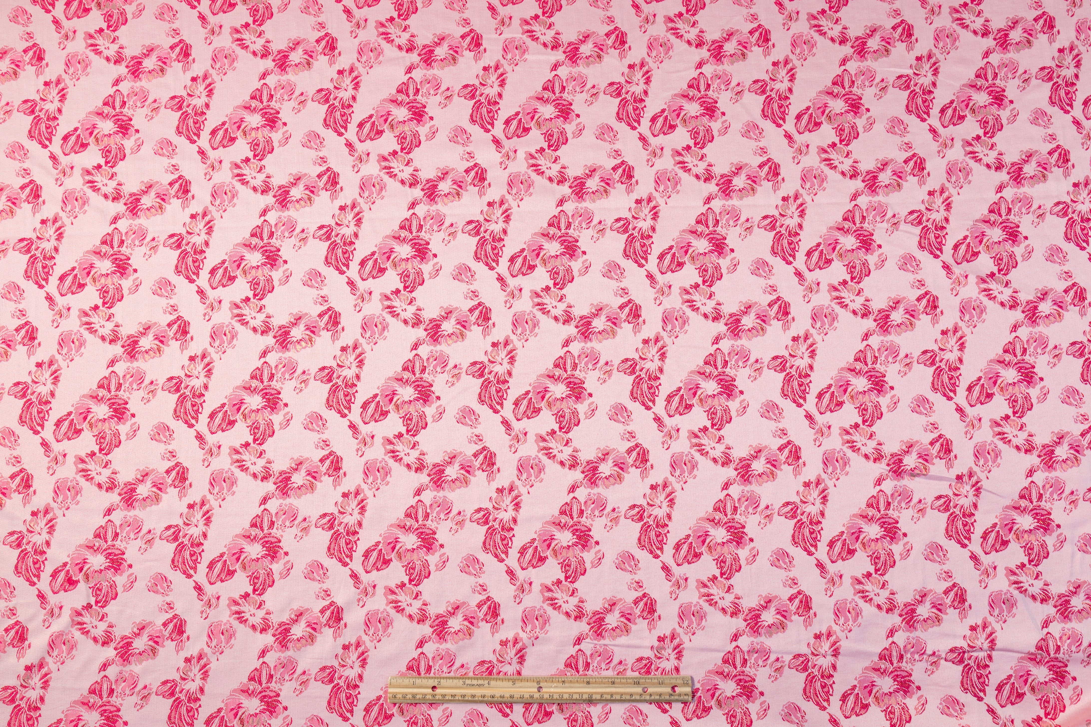 Floral Metallic Brocade - Magenta