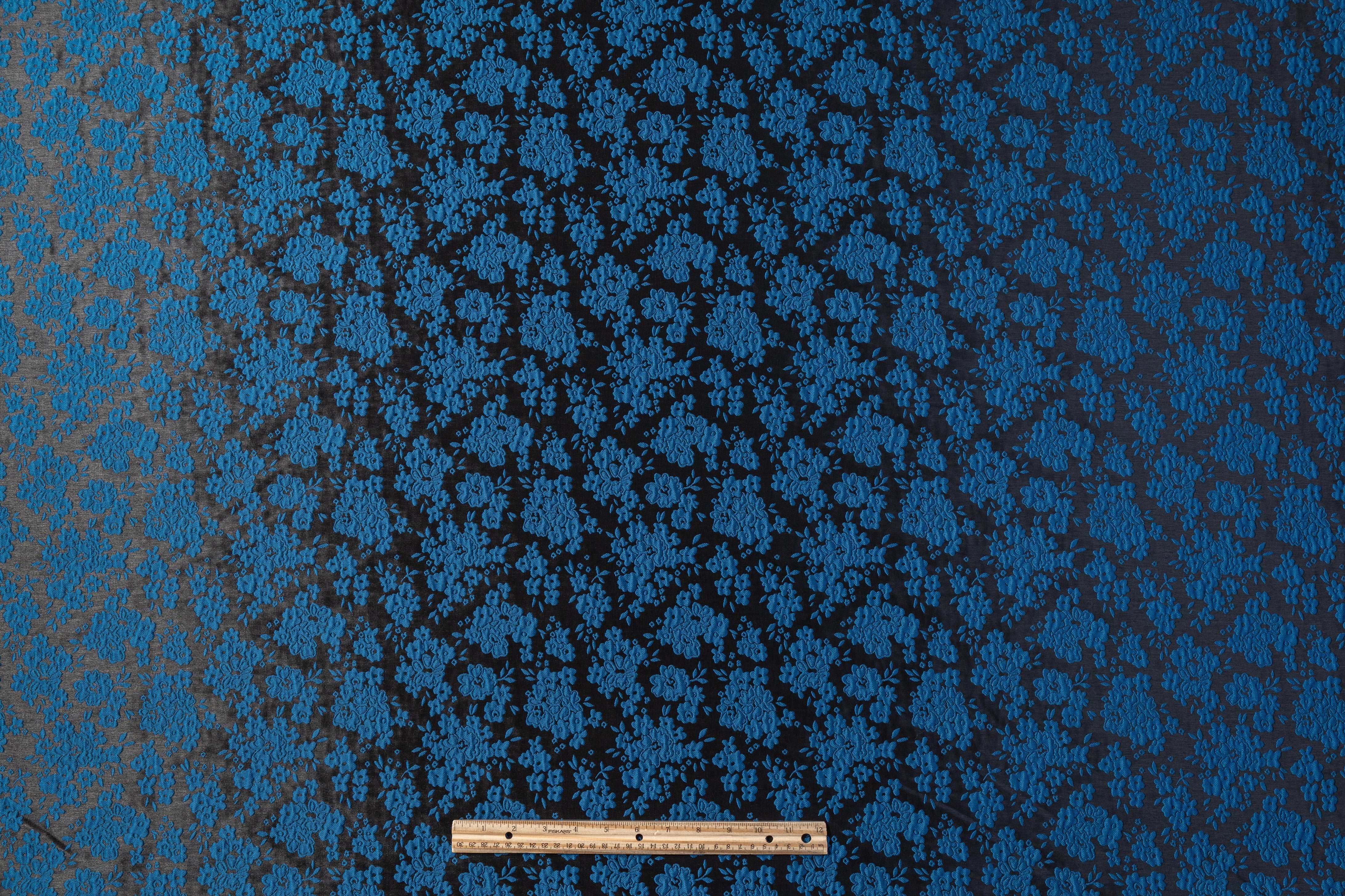 Floral Brocade - Blue / Black