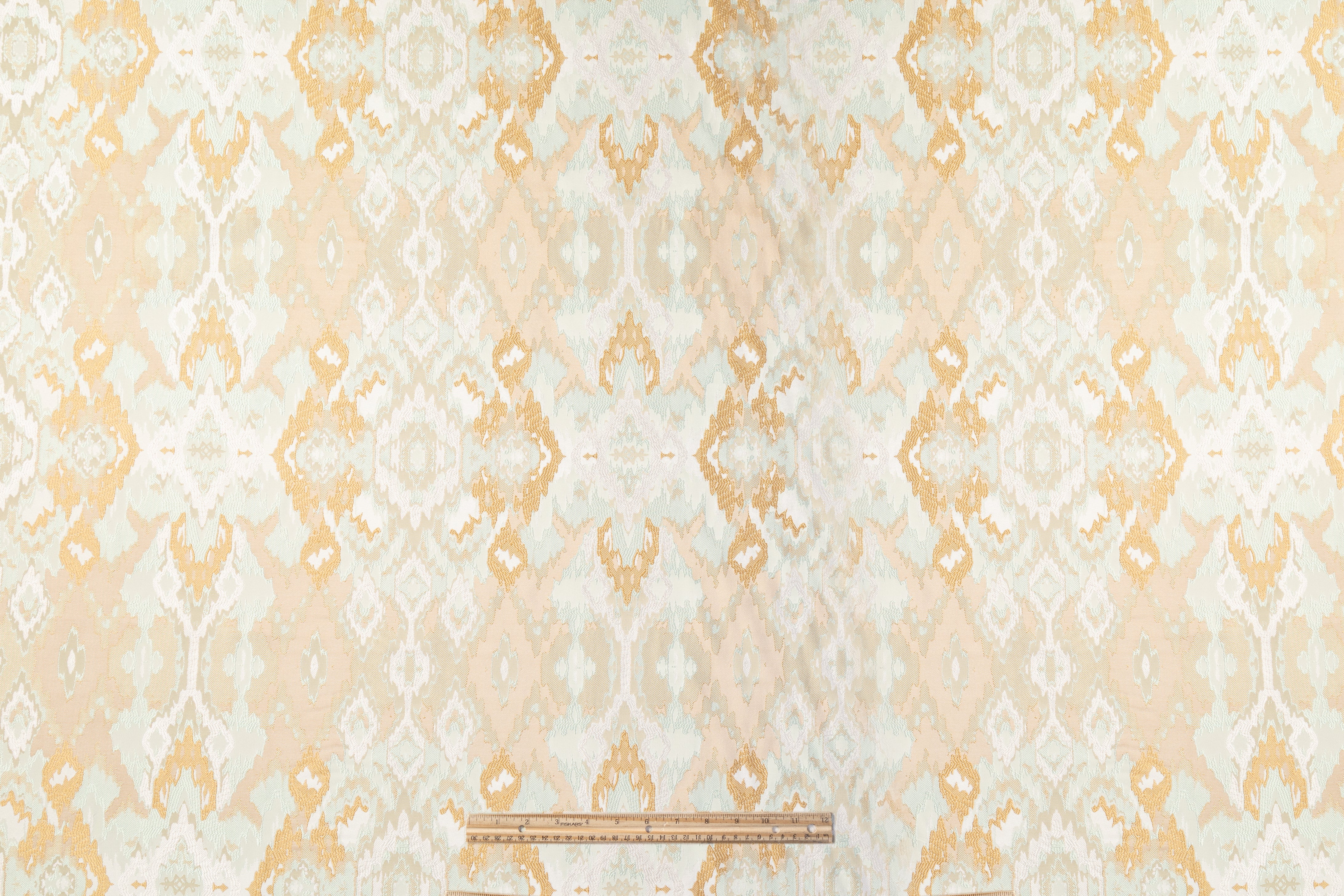 Ikat Design Brocade - Sage Green / Beige