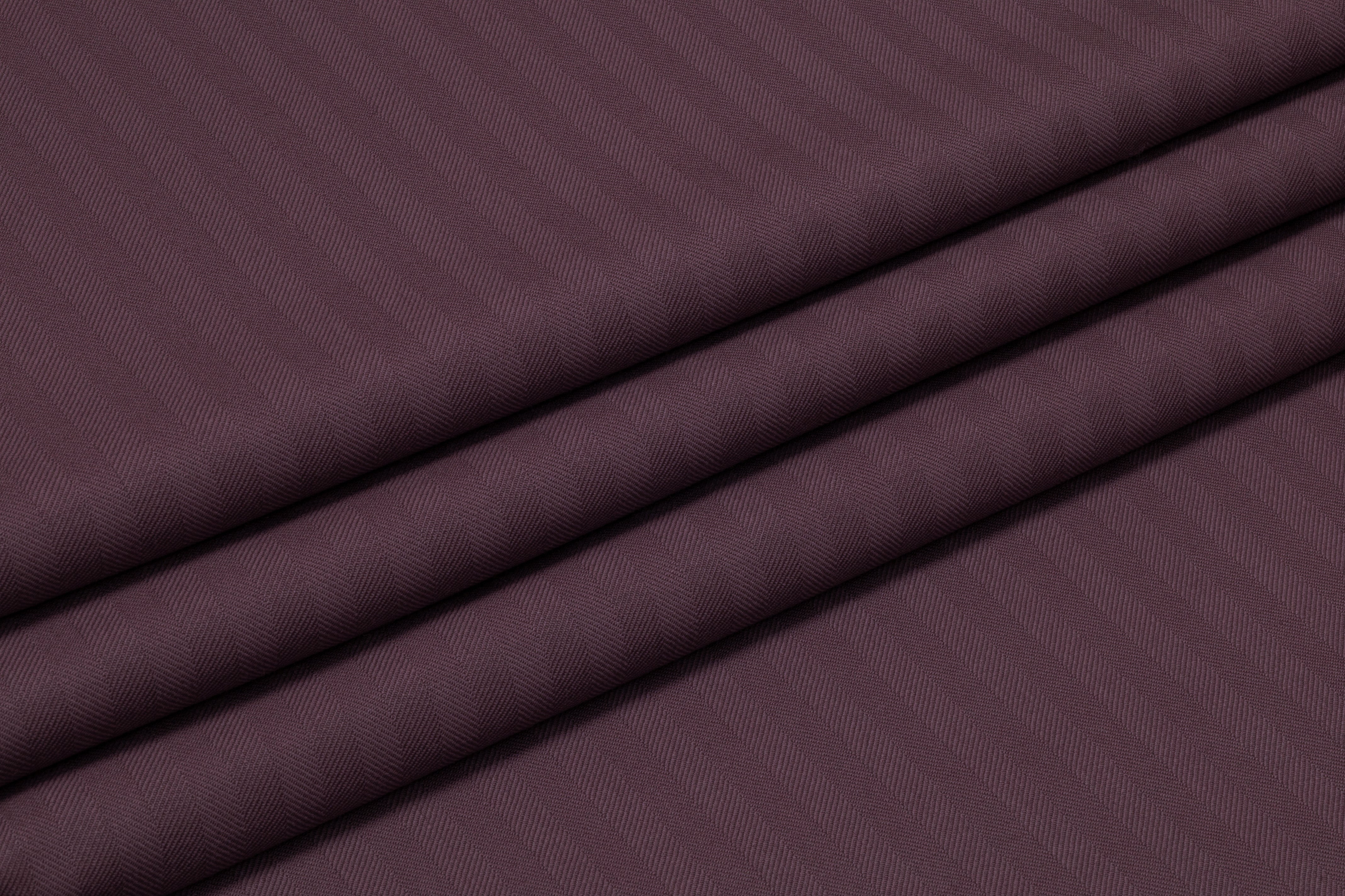 Herringbone Italian Wool Suiting - Aubergine