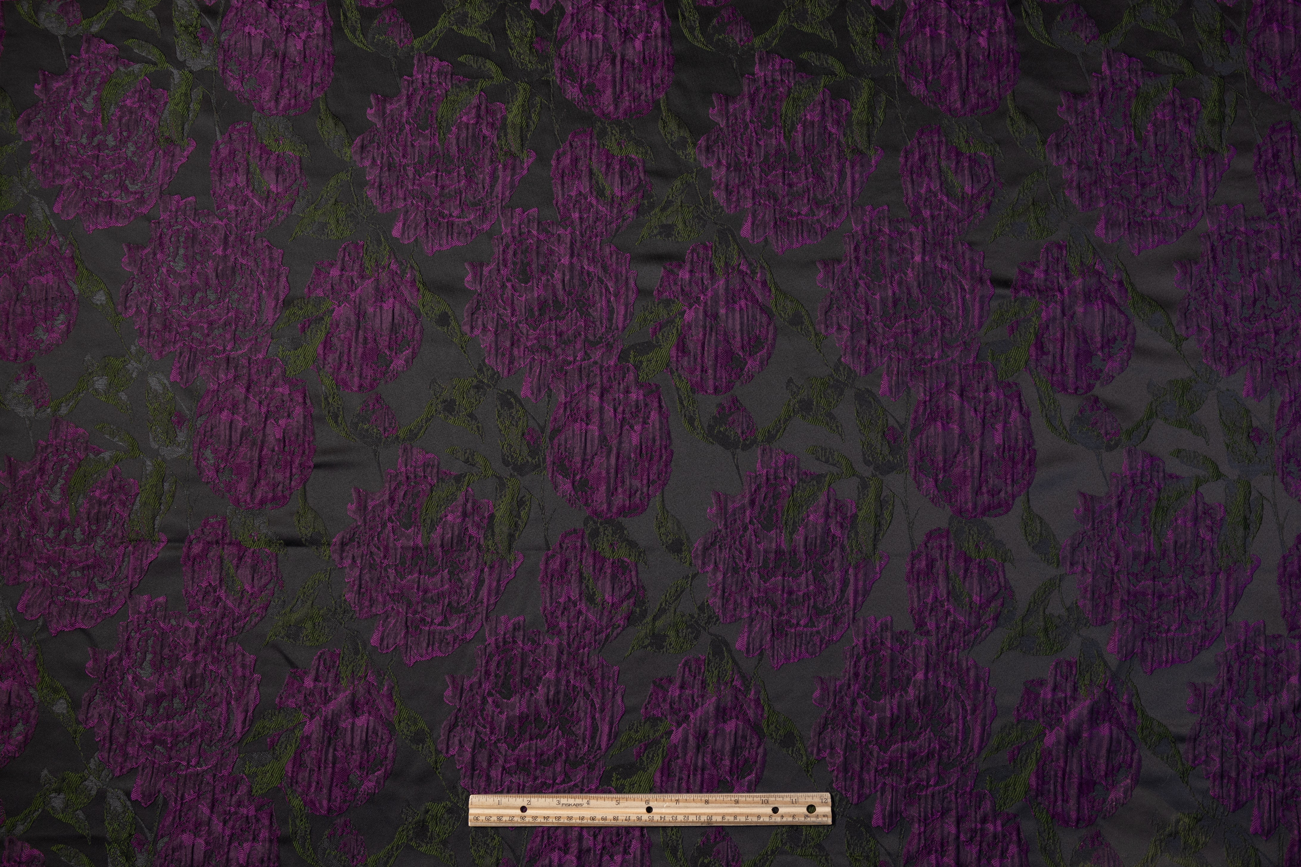 Crushed Floral Brocade - Purple / Green