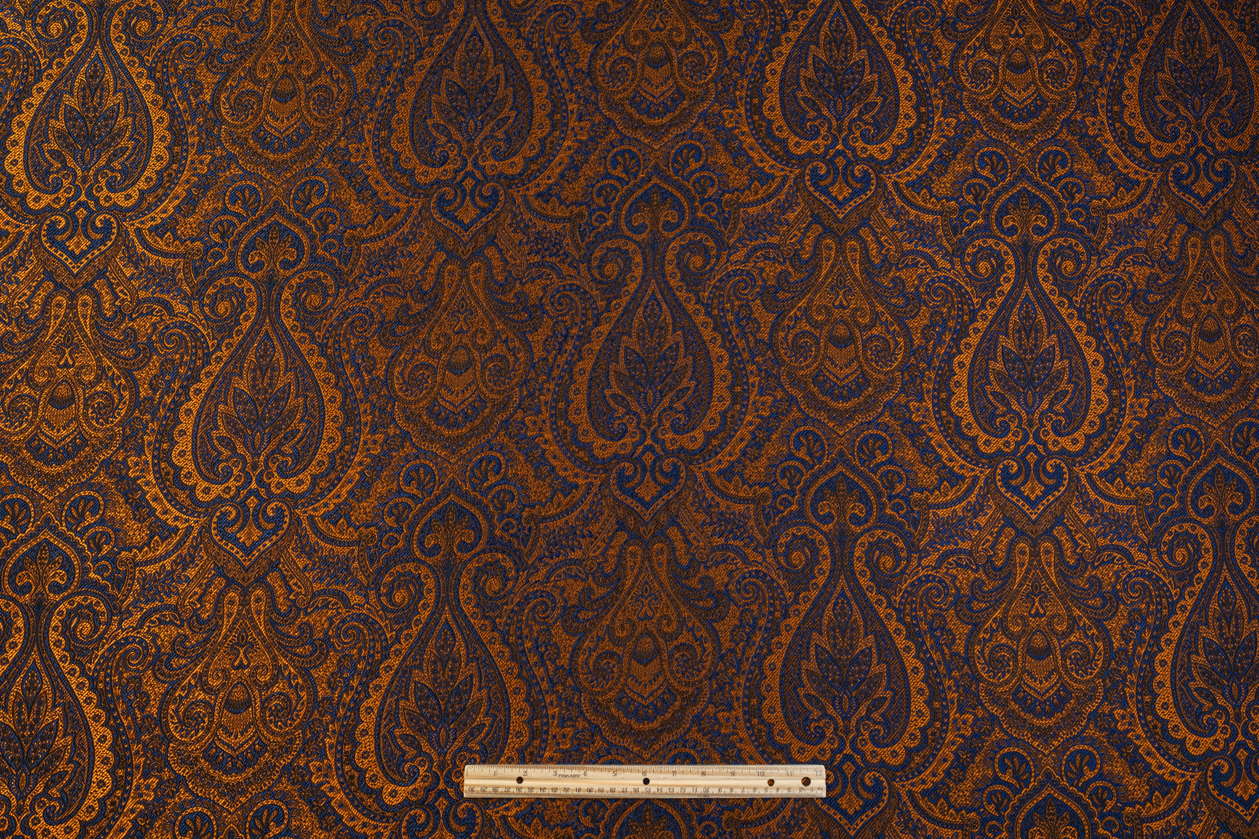 Damask Italian Brocade - Blue / Copper