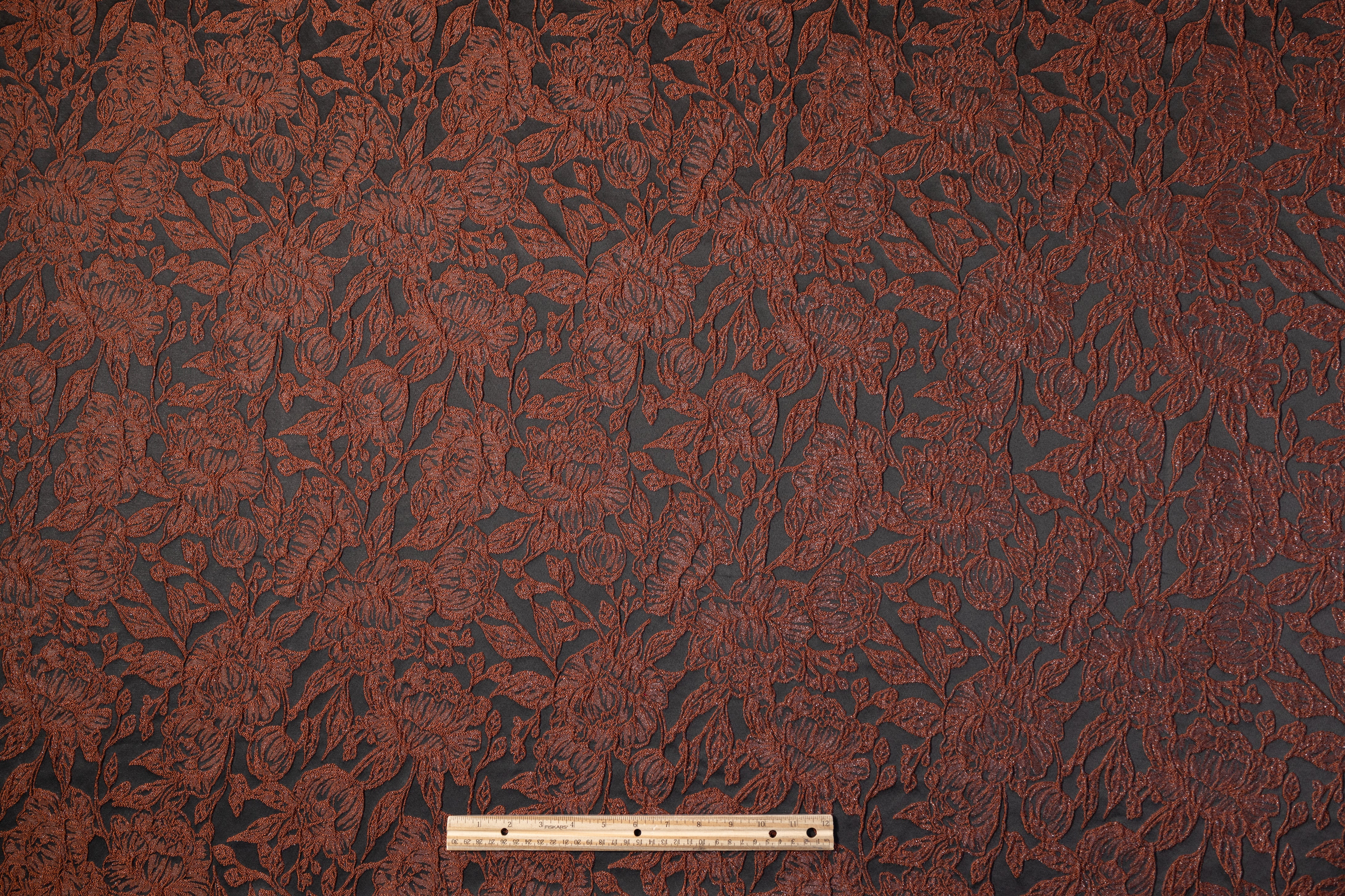 Floral Metallic Cloqué Brocade - Brown / Black