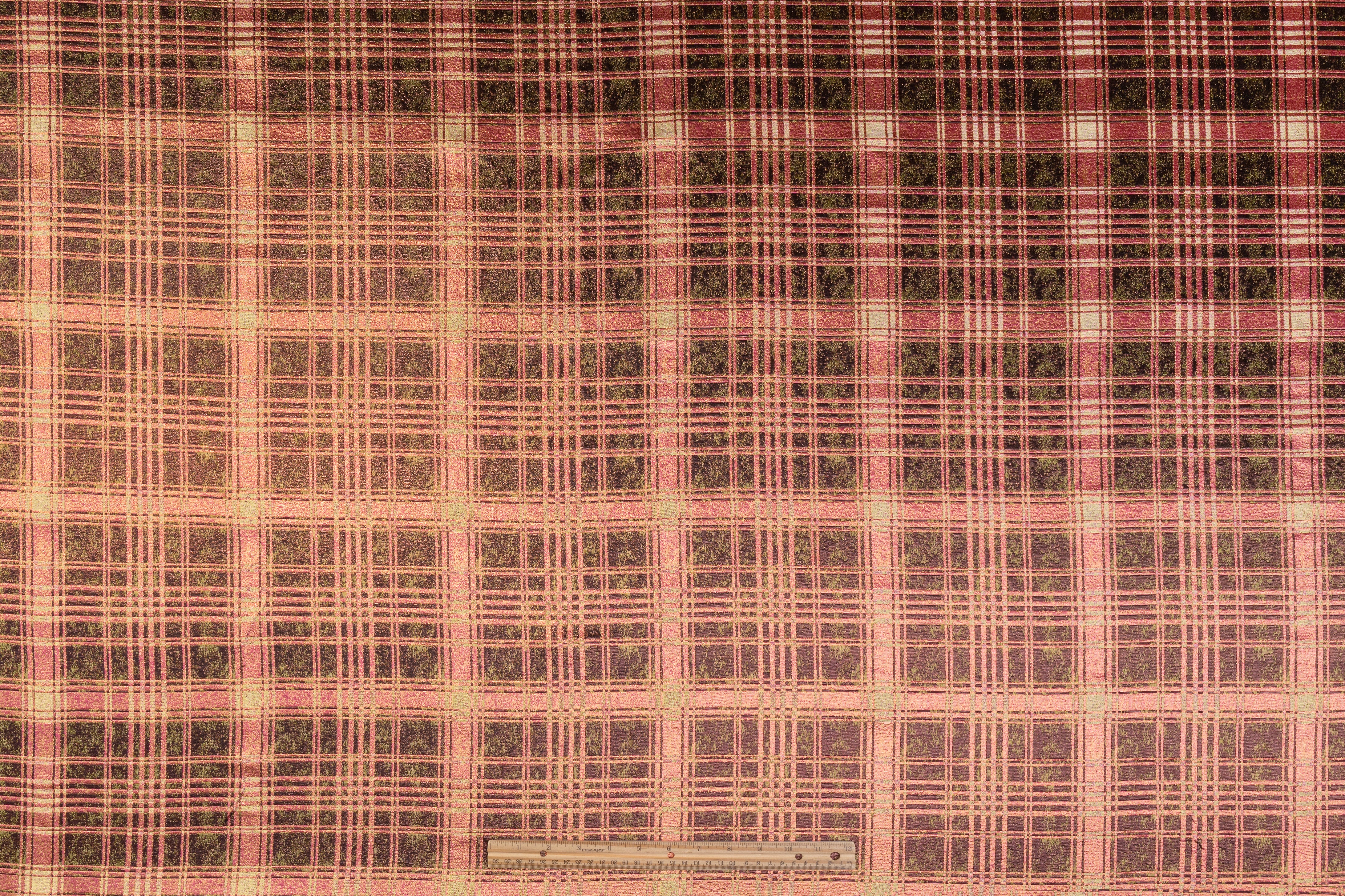 Checked Metallic Italian Brocade - Pink / Green / Bronze