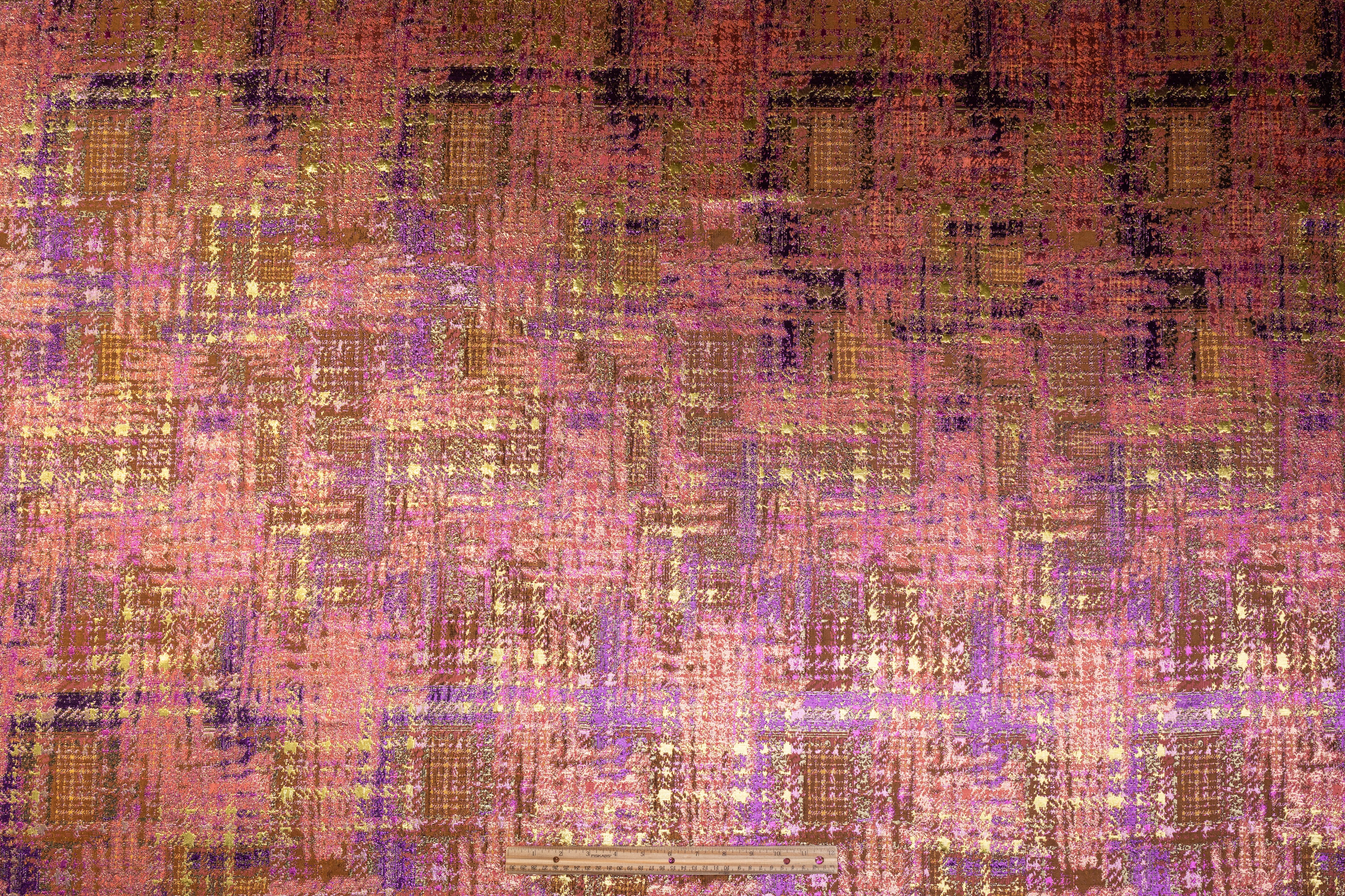 Checked Metallic Italian Brocade - Purple / Gold / Brown