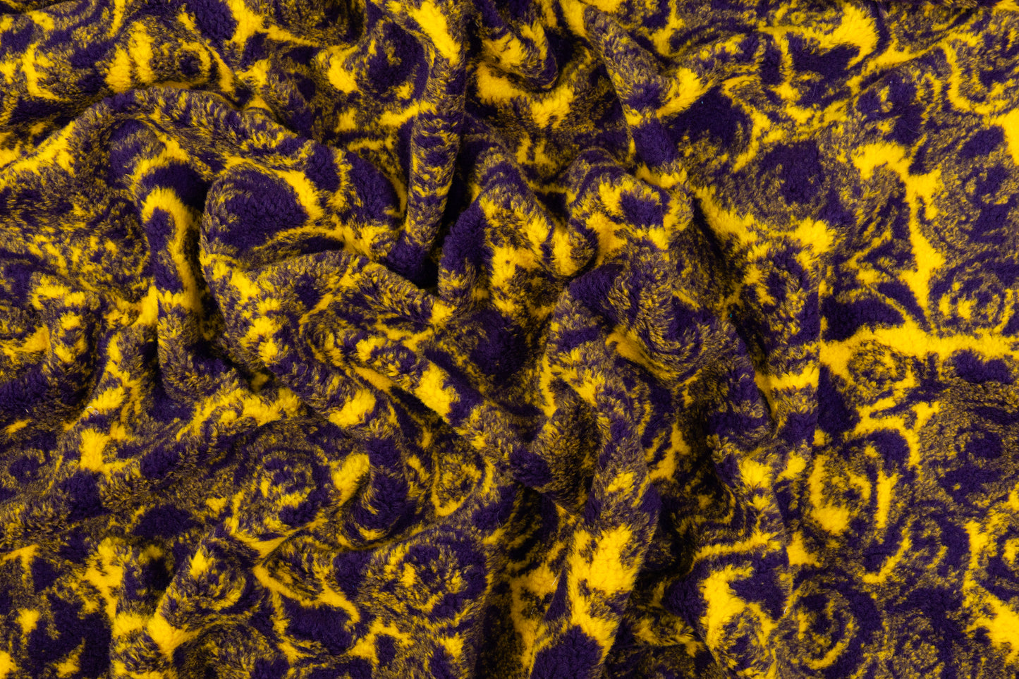 Abstract Italian Faux Fur Sherpa Fleece - Purple / Yellow