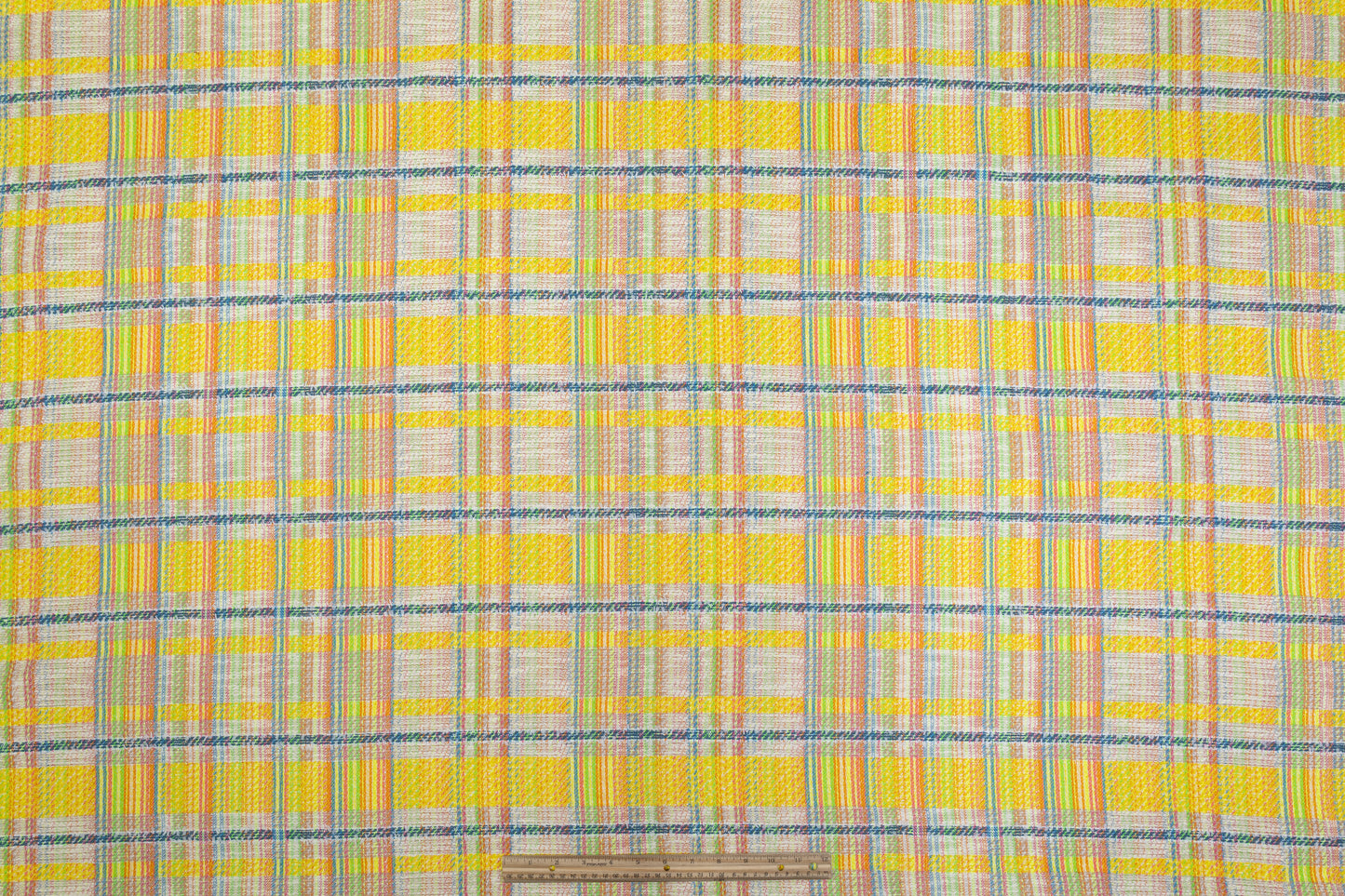 Checked Italian Cotton Blend Tweed - Yellow