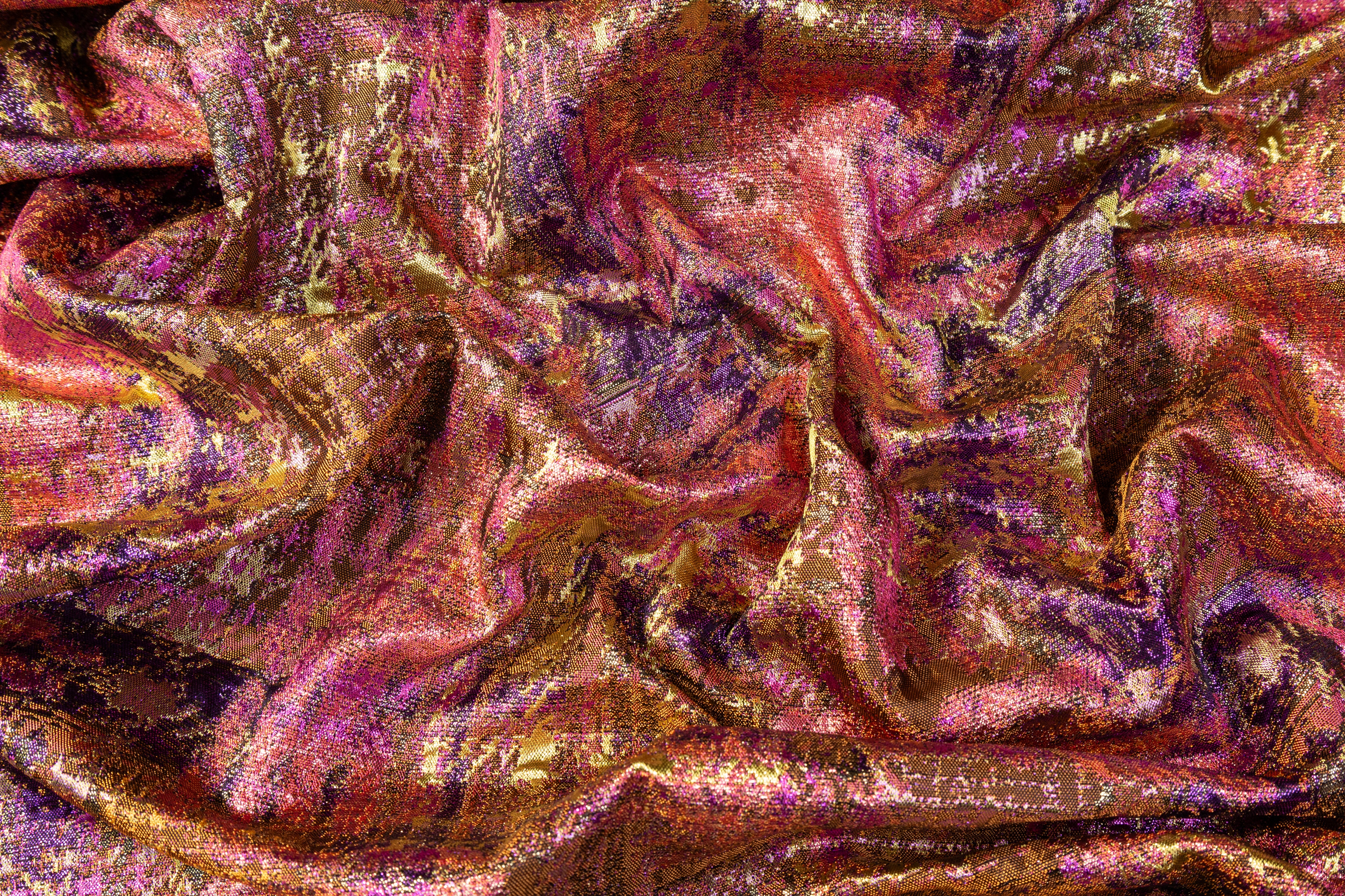 Checked Metallic Italian Brocade - Purple / Gold / Brown