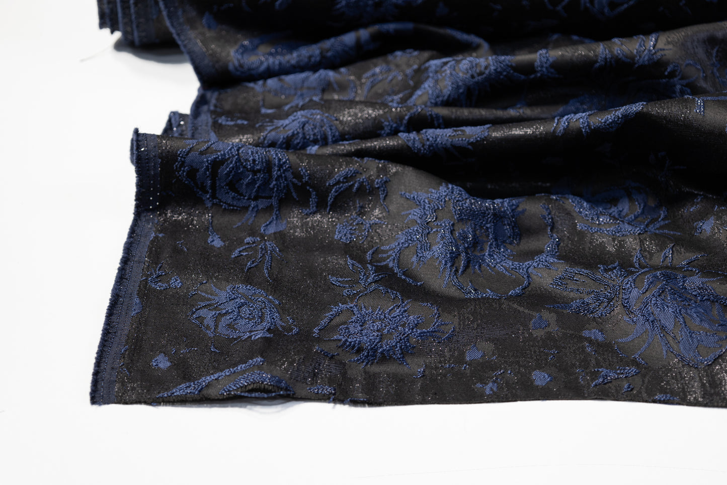 Floral Metallic Cloqué Brocade - Navy / Black