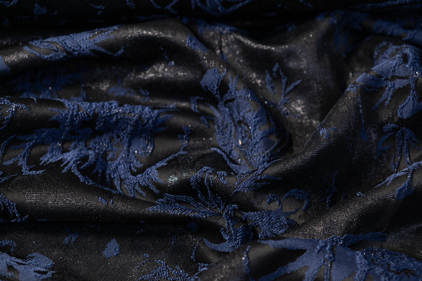 Floral Metallic Cloqué Brocade - Navy / Black